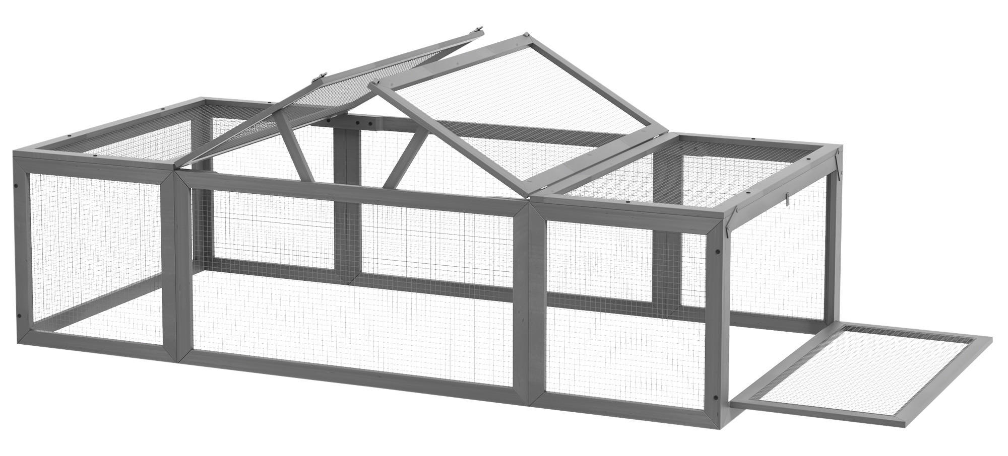 PawHut Kaninchenstall grau Stahl B/H/L: ca. 90x48x180 cm