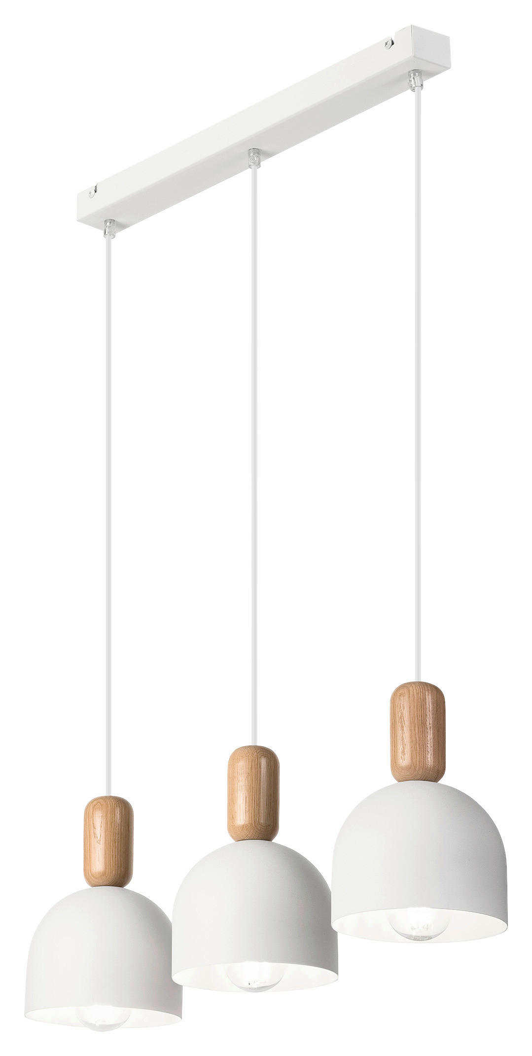 Lamkur Hängeleuchte Eiche weiß Stahl Holz B/H/L: ca. 15,5x85x59 cm E27 3 Brennstellen