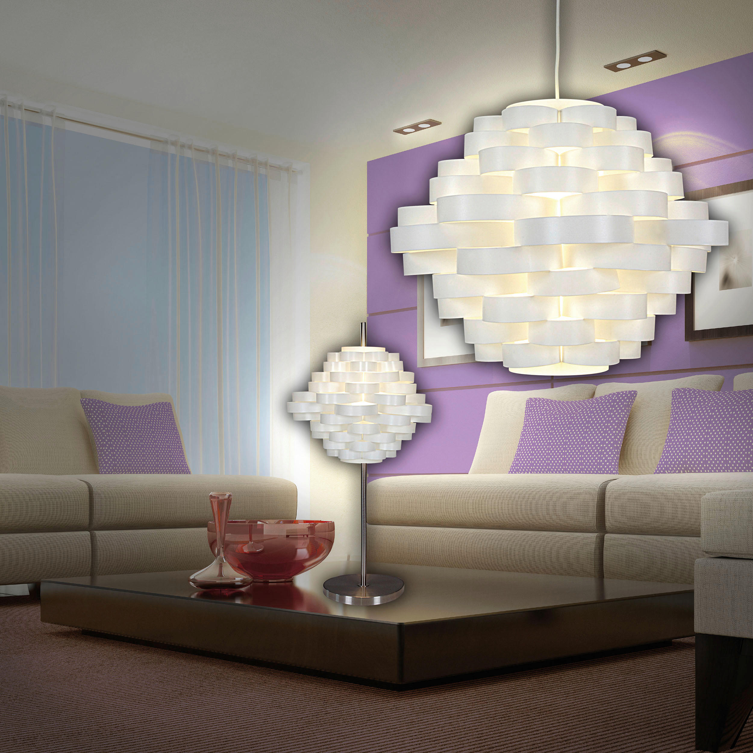 Thumbnail - Näve Leuchten Pendelleuchte 7011123 weiß Kunststoff B/H/T: ca. 55x40x55 cm E27 1 Brennstellen