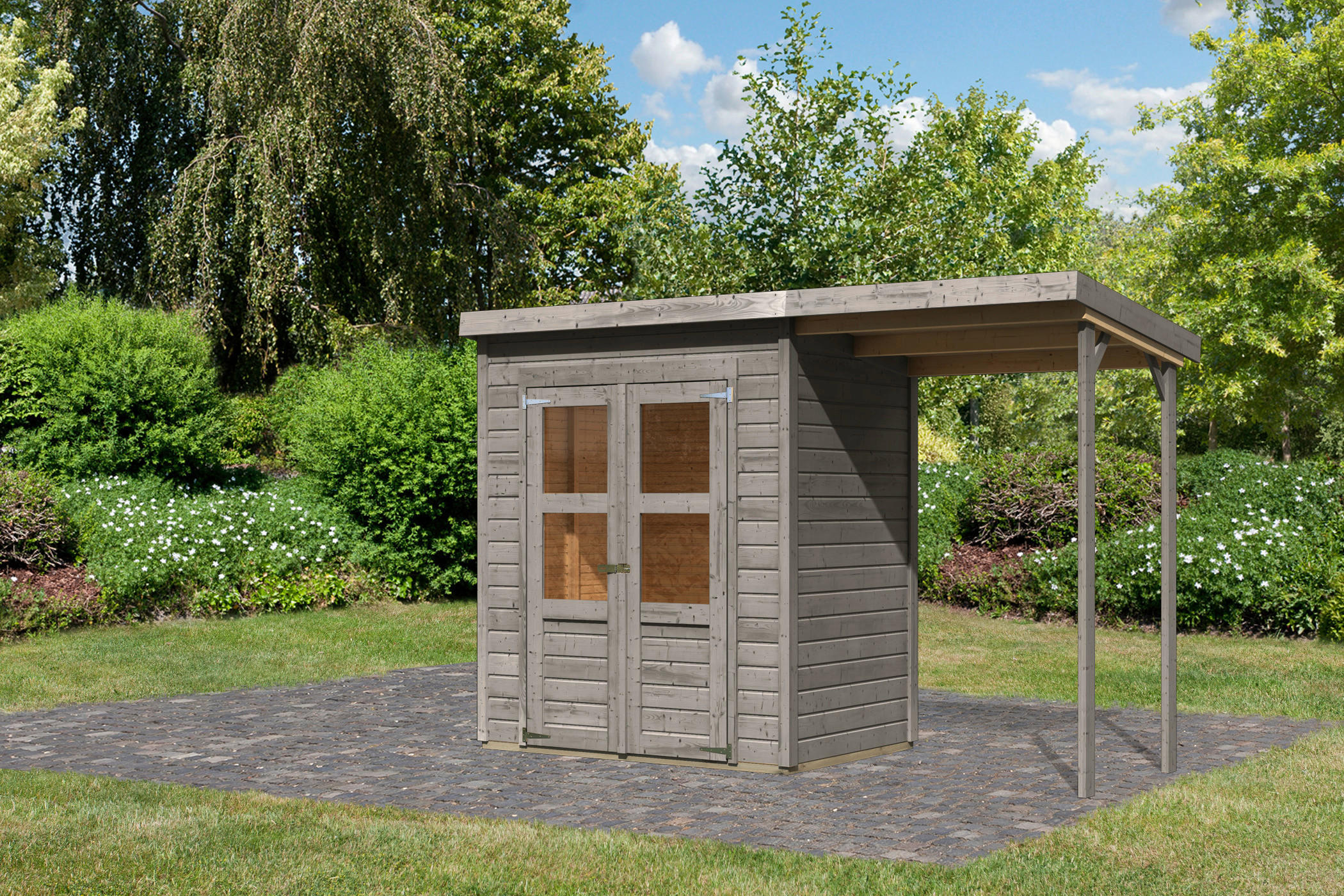Karibu Gartenhaus Tony 0 grau B/H/T: ca. 182x219x126 cm