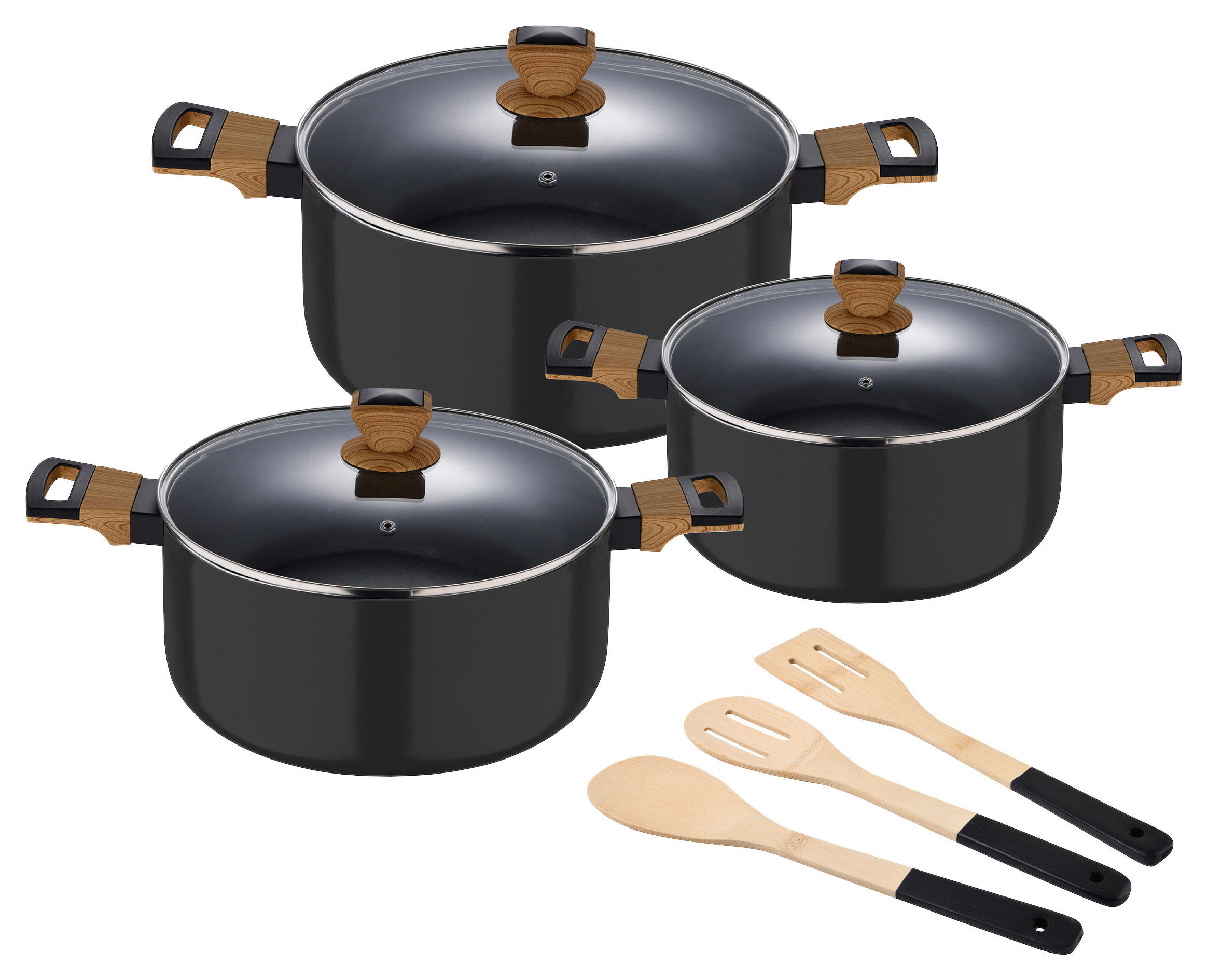 BERGNER Topfset EARTH BLACK schwarz Aluminium 6 tlg.