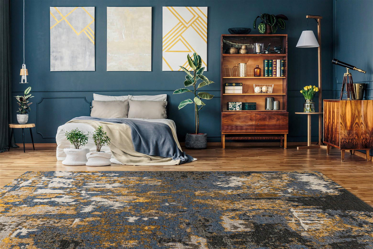 Thumbnail - Padiro Kurzflorteppich Primavera 525 blau B/L: ca. 120x180 cm