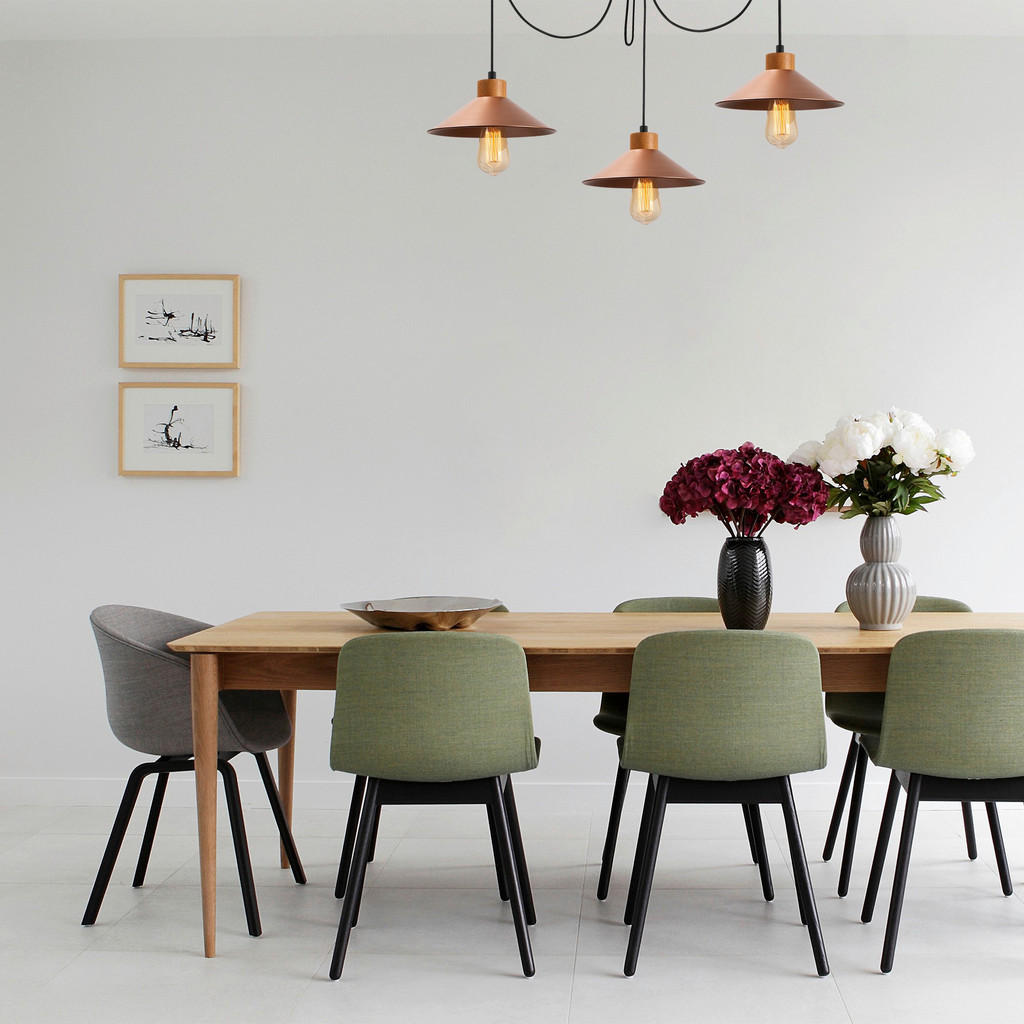 Thumbnail - Opviq Pendelleuchte Manavgat Kupfer Holz B/H/T/L: ca. 114x100x24x114 cm E27 3 Brennstellen