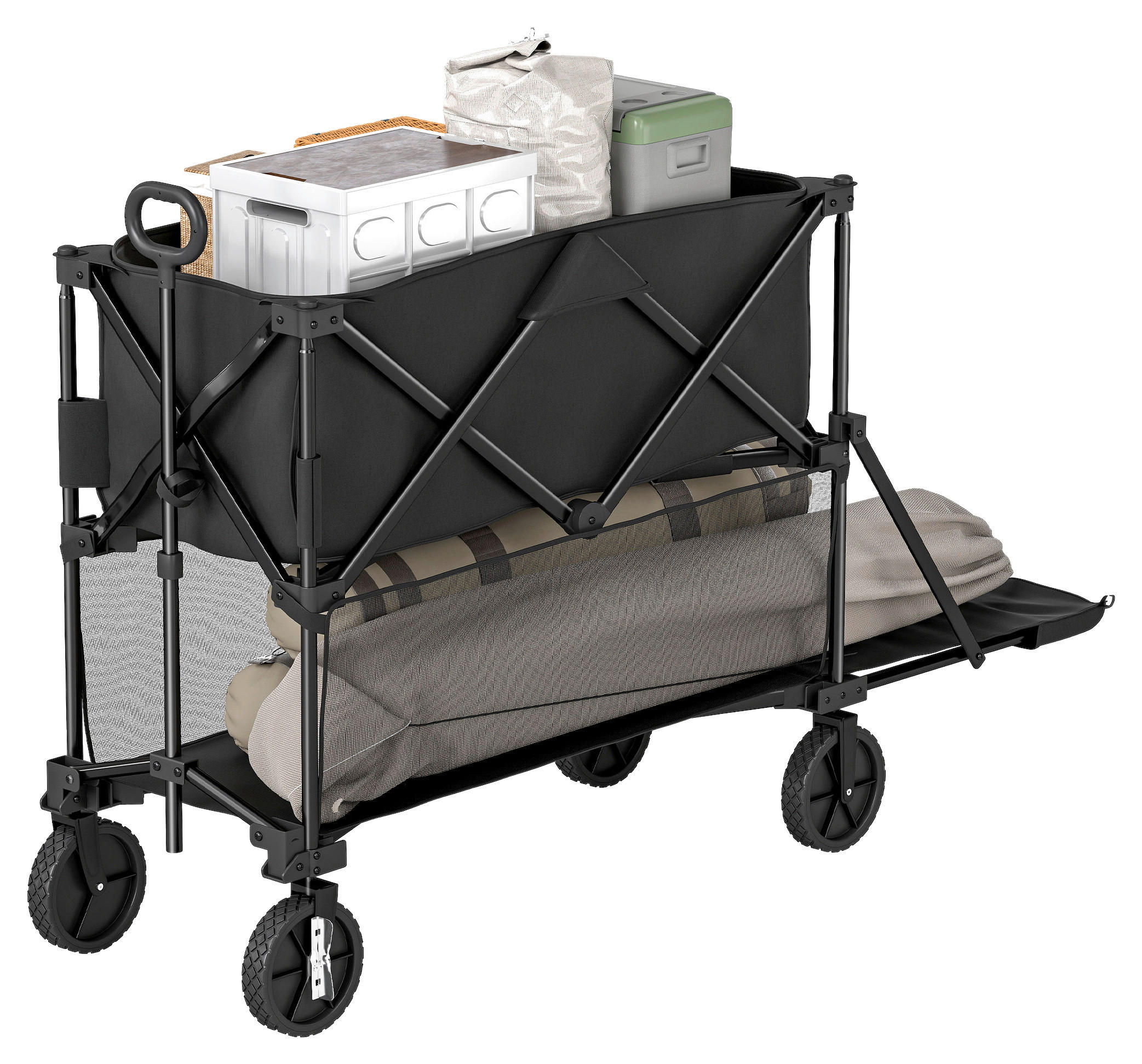 Outsunny Gartenwagen schwarz Polyester B/H/L: ca. 50x102x142 cm