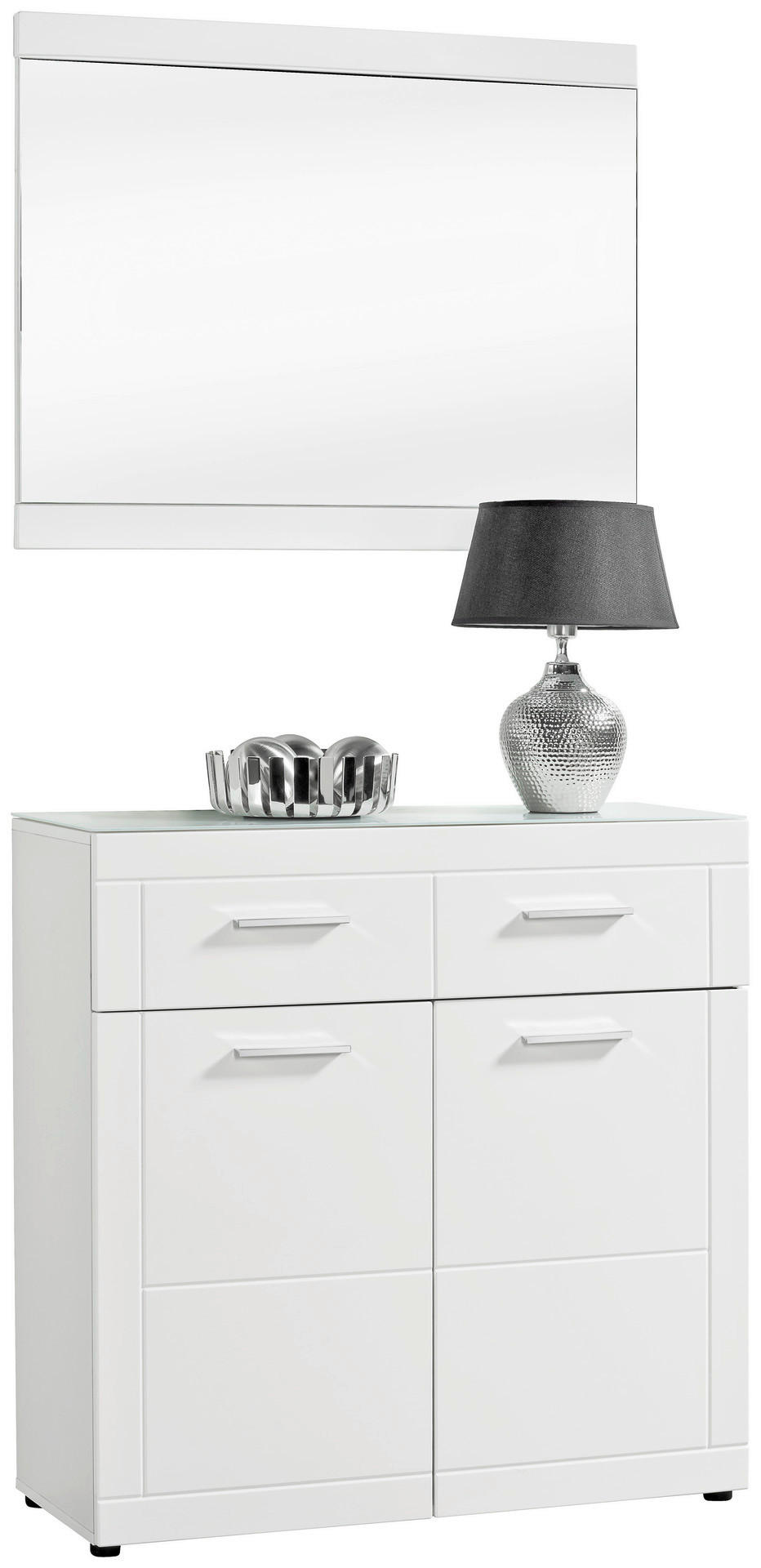 Thumbnail - Schuhkommode Atlanta weiß weiß Hochglanz B/H/T: ca. 90x91x35 cm