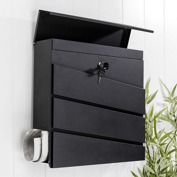 Briefkasten schwarz B/H/T: ca. 37x37x10,5 cm
