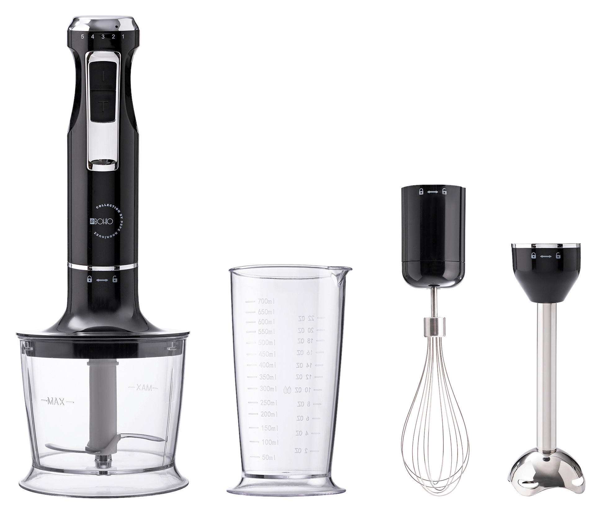BERGNER Stabmixerset schwarz silber Edelstahl