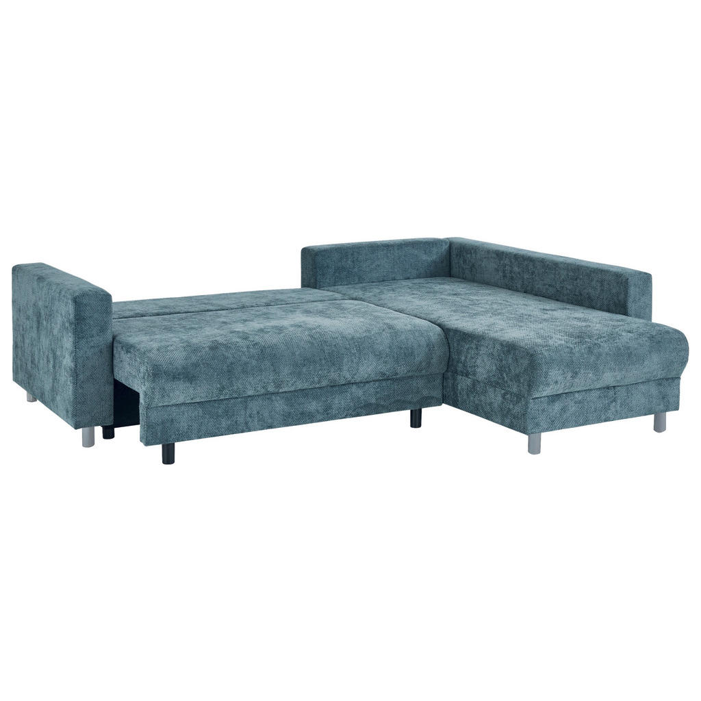 Thumbnail - Ecksofa mit Bettfunktion und Bettkasten dunkelblau Microfaser B/H/T: ca. 252x89x195 cm