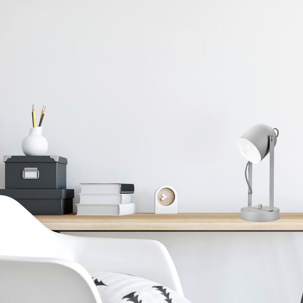 Thumbnail - Lamkur Tischleuchte SURI 42008 silber Stahl H/L: ca. 34x14 cm E27 1 Brennstellen