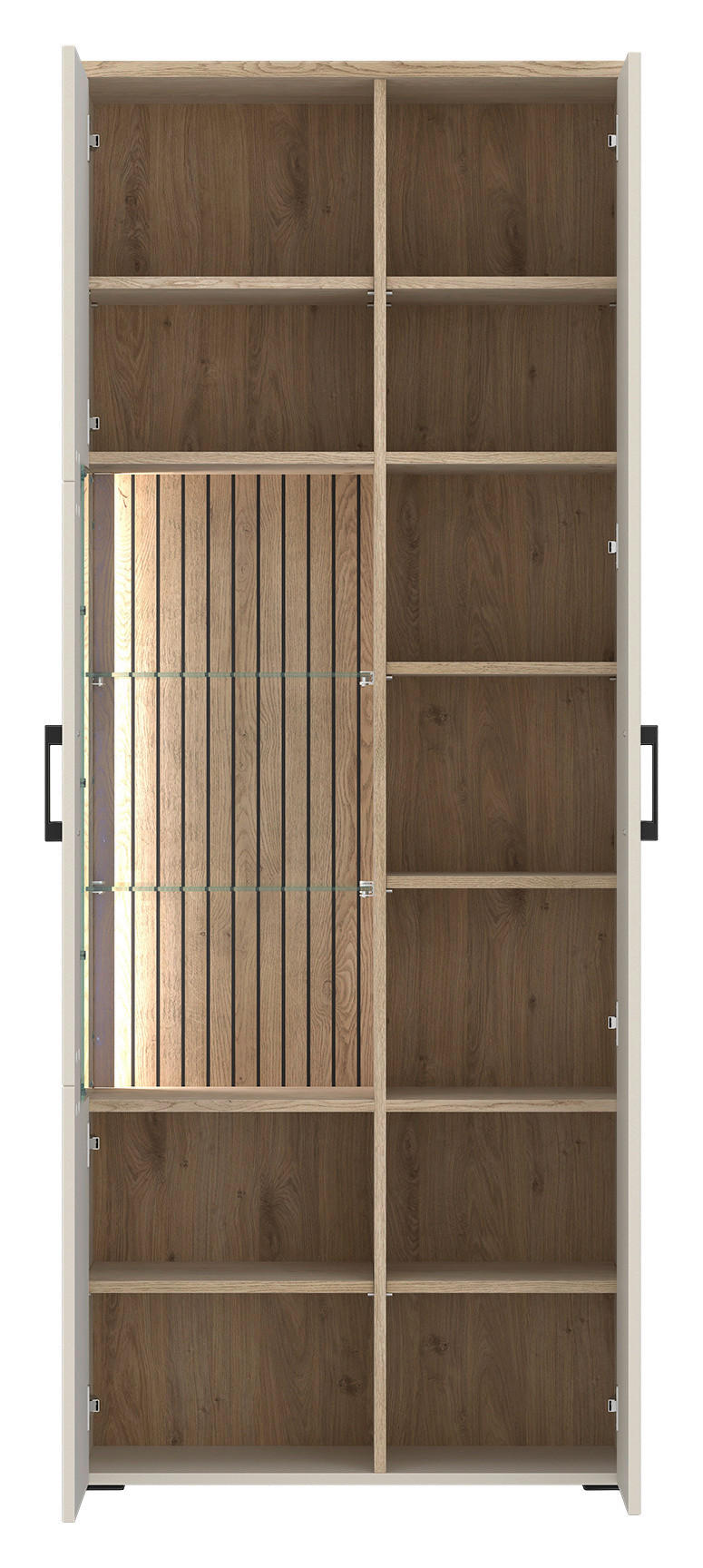 Thumbnail - Vitrine Cashmere Eiche Nachbildung Spanplatte B/H/T: ca. 76x192x35 cm