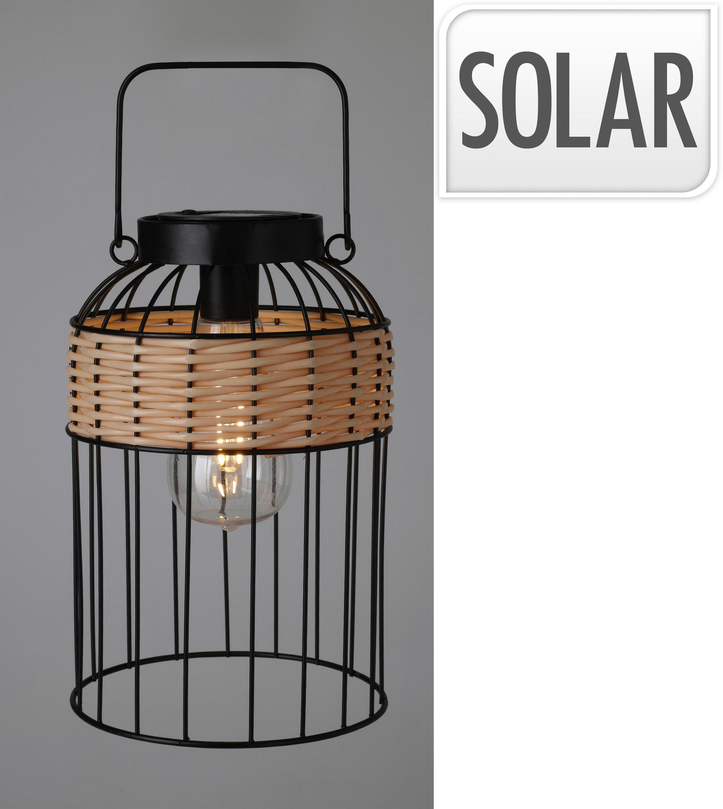 Thumbnail - Solarlaterne schwarz Metall B/H/L: ca. 16x16x25 cm