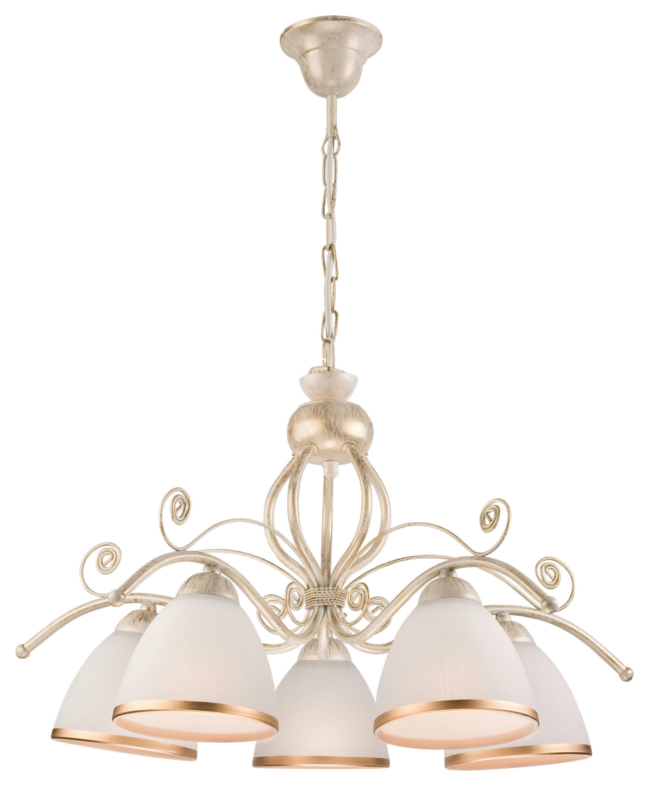 Lamkur Pendelleuchte RETRO II 19208 weiß Glas Stahl H/L: ca. 73x49 cm E27 5 Brennstellen