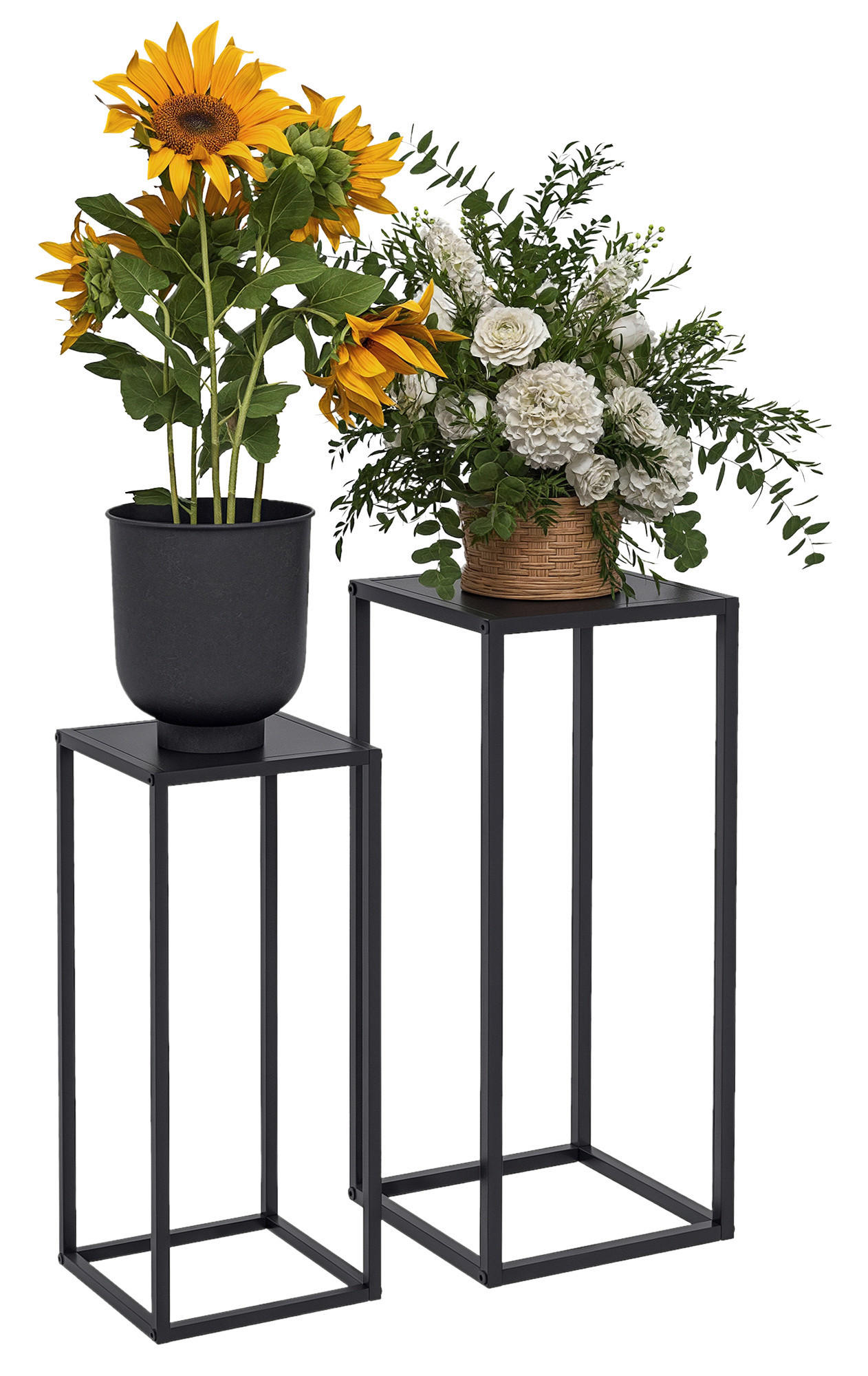 Outsunny Blumenständer schwarz Stahl B/H/L: ca. 31x65x31 cm