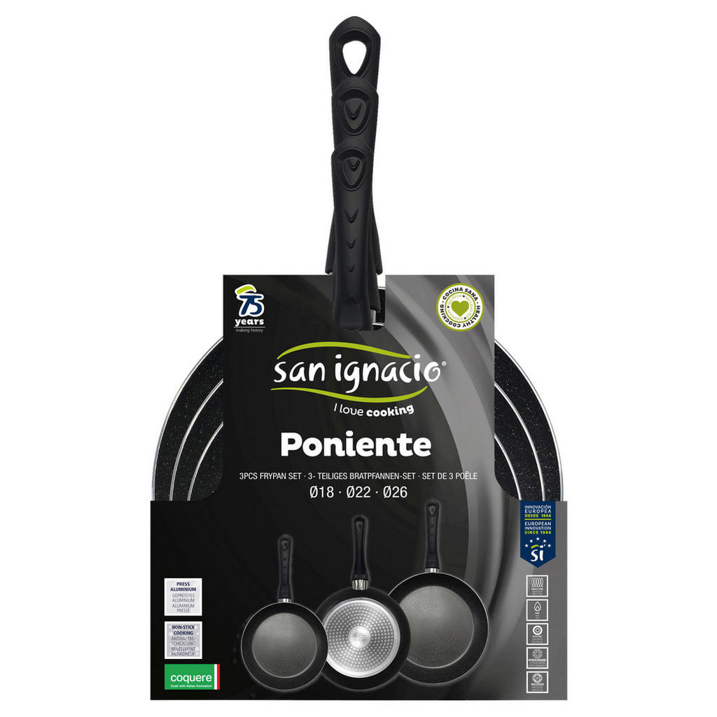 Thumbnail - SAN IGNACIO Pfannenset Land poniente schwarz Aluminium 3 tlg.