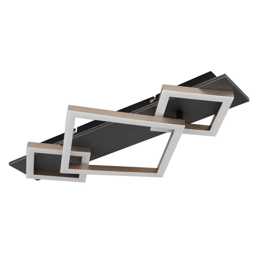 Thumbnail - GLOBO LED-Deckenleuchte Opal mattschwarz champagner Kunststoff MDF Metall B/H/L: ca. 31,2x7,5x54 cm 1 Brennstellen