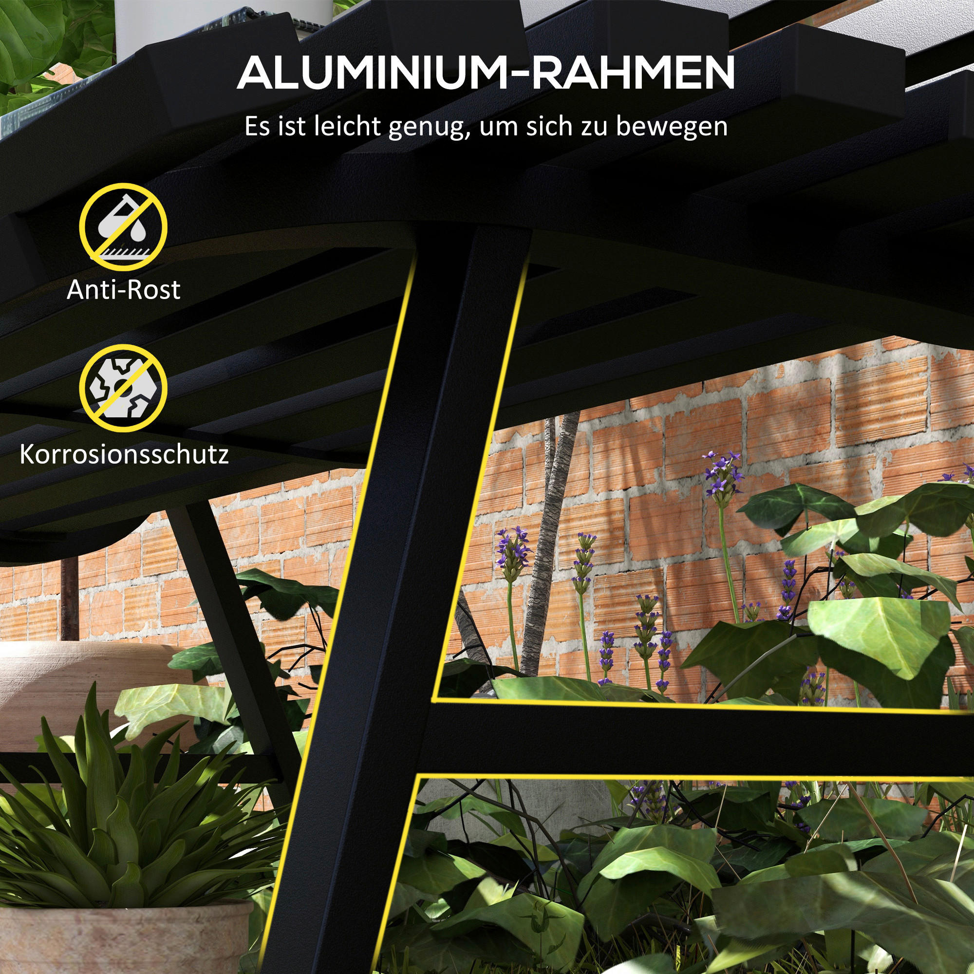 Thumbnail - Outsunny Gartenbank schwarz Aluminium B/H/L: ca. 67x79x123 cm