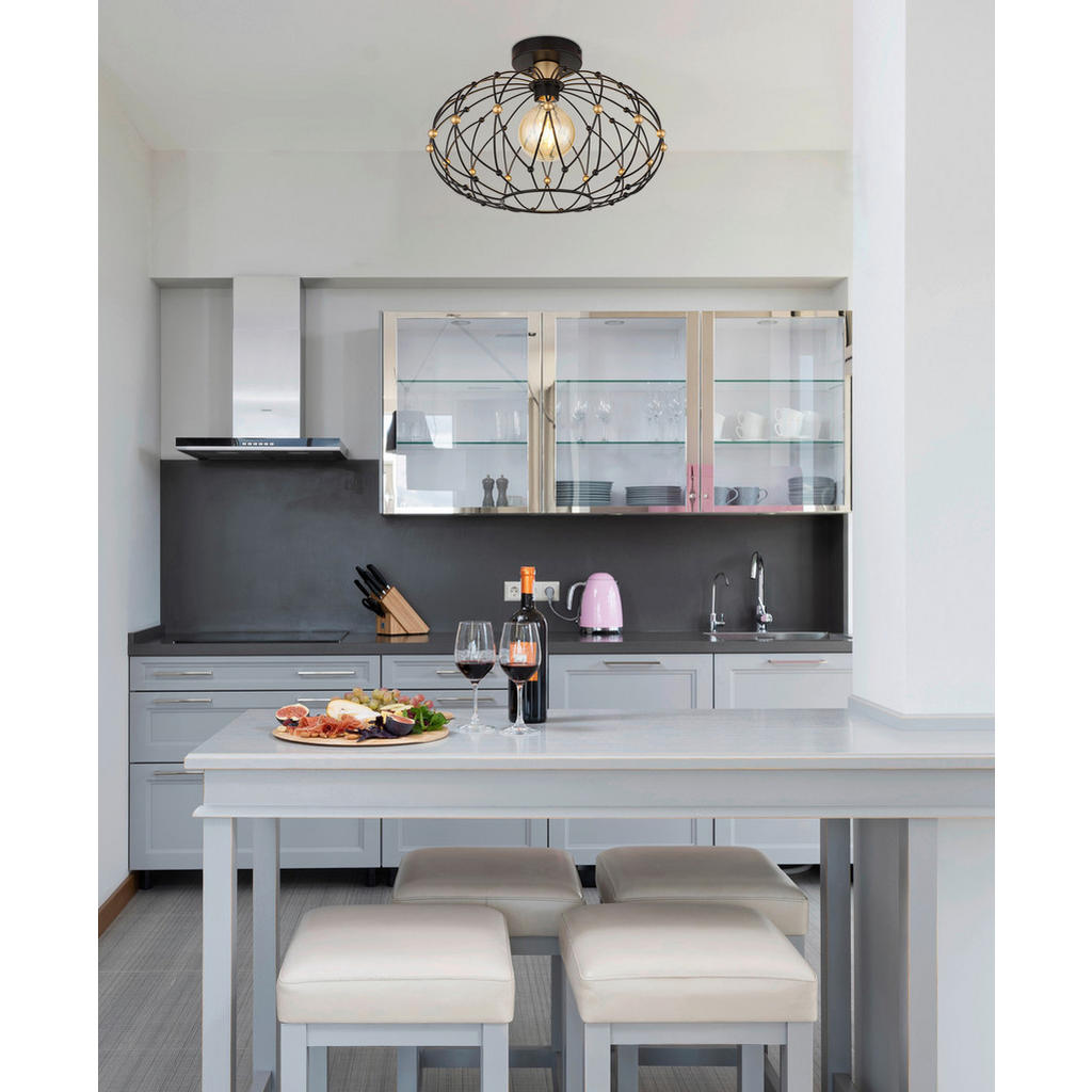 Thumbnail - GLOBO Deckenleuchte mattschwarz Metall H/D: ca. 25x40 cm 1 Brennstellen