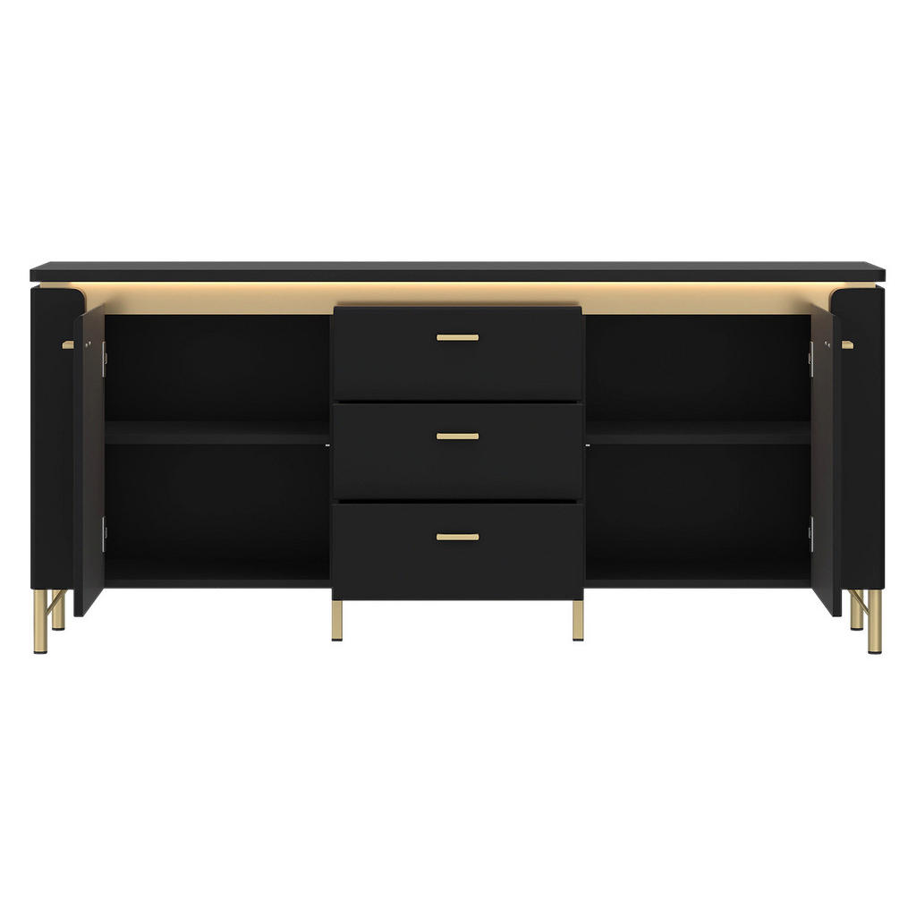 Thumbnail - Lowboard Norica schwarz matt gold Optik B/H/T: ca. 155x70x40 cm