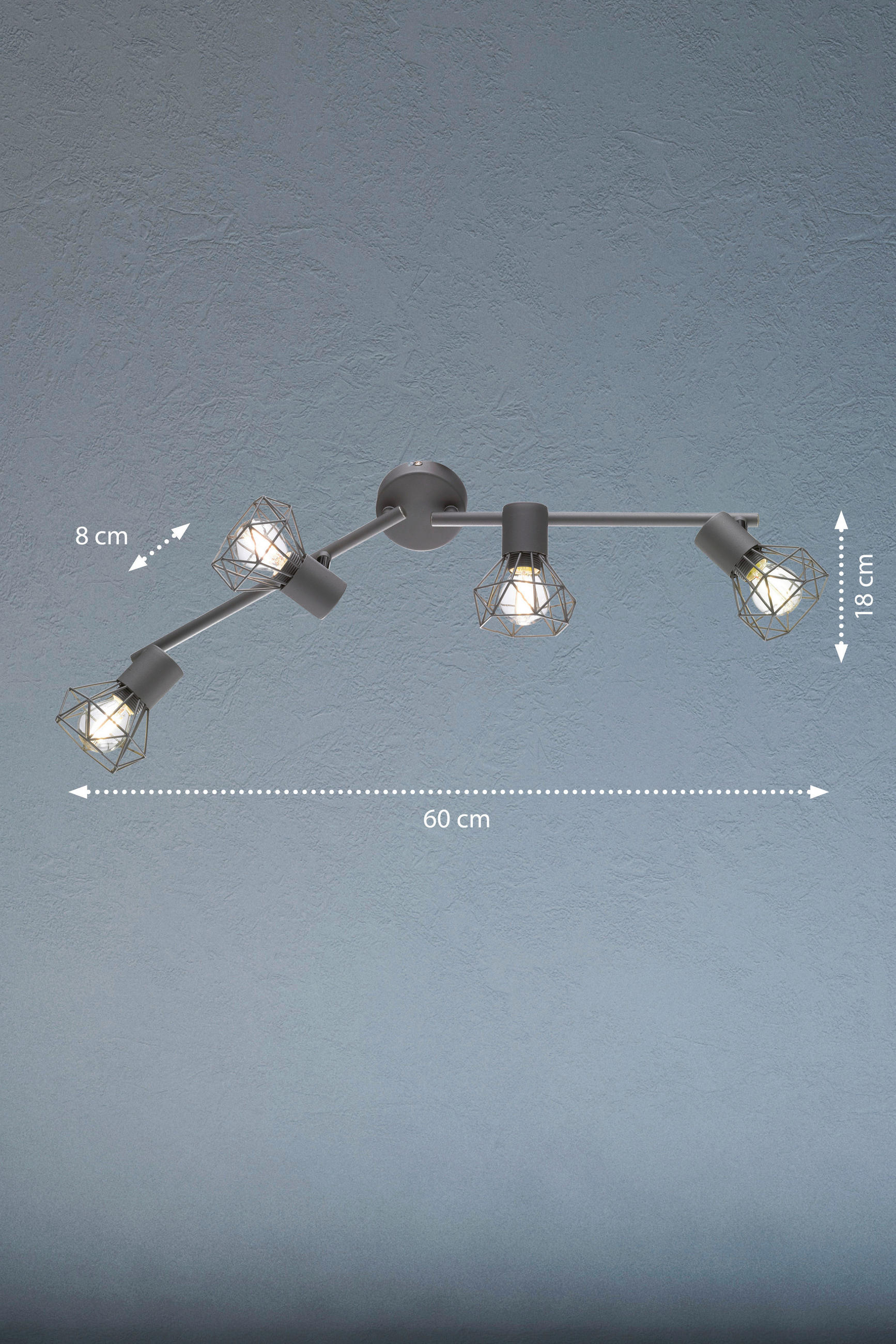 Thumbnail - Fischer & Honsel Spot 22266 grau Chrom Metall B/H/T: ca. 60x18x8 cm E14 4 Brennstellen