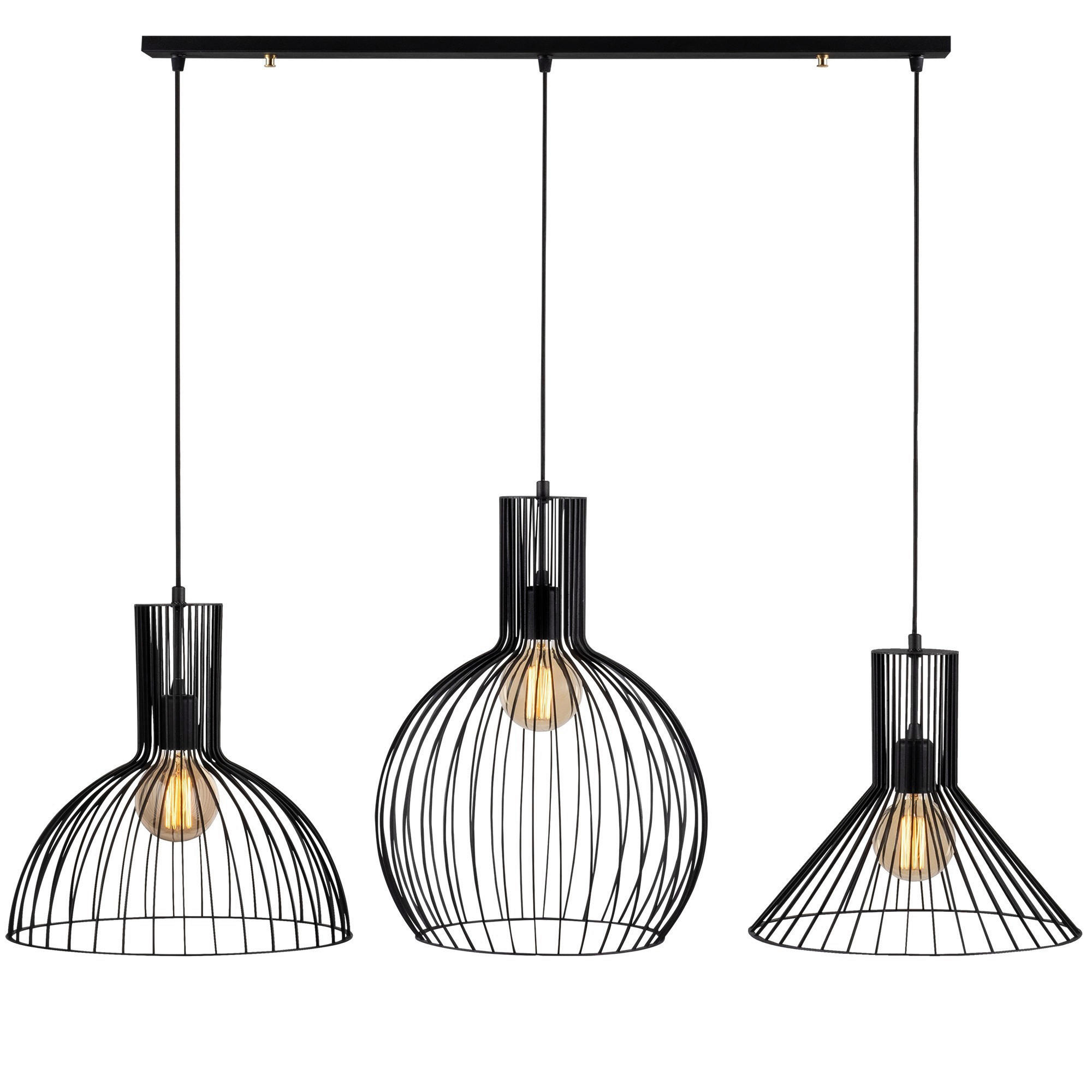 Opviq Pendelleuchte MR-768 schwarz B/H/T/L: ca. 145x158x38x145 cm E27 3 Brennstellen