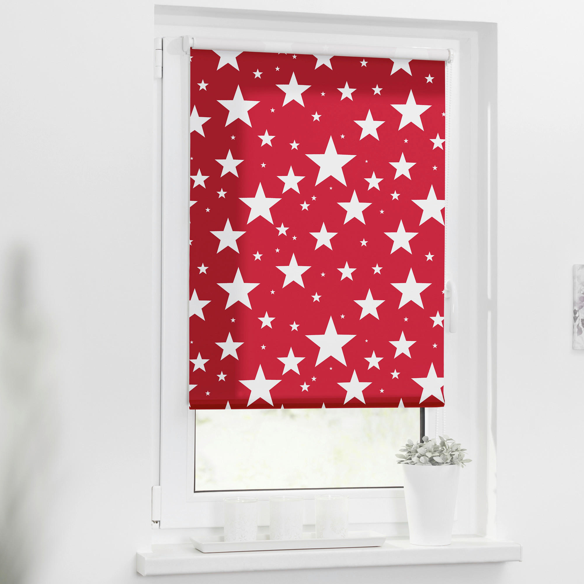 LICHTBLICK Verdunkelungsrollo Sterne rot B/L: ca. 45x150 cm