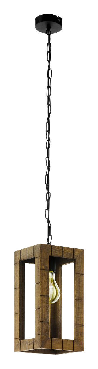 Eglo Pendelleuchte braun schwarz Metall Holz B/H/L: ca. 17x110x17 cm E27 1 Brennstellen