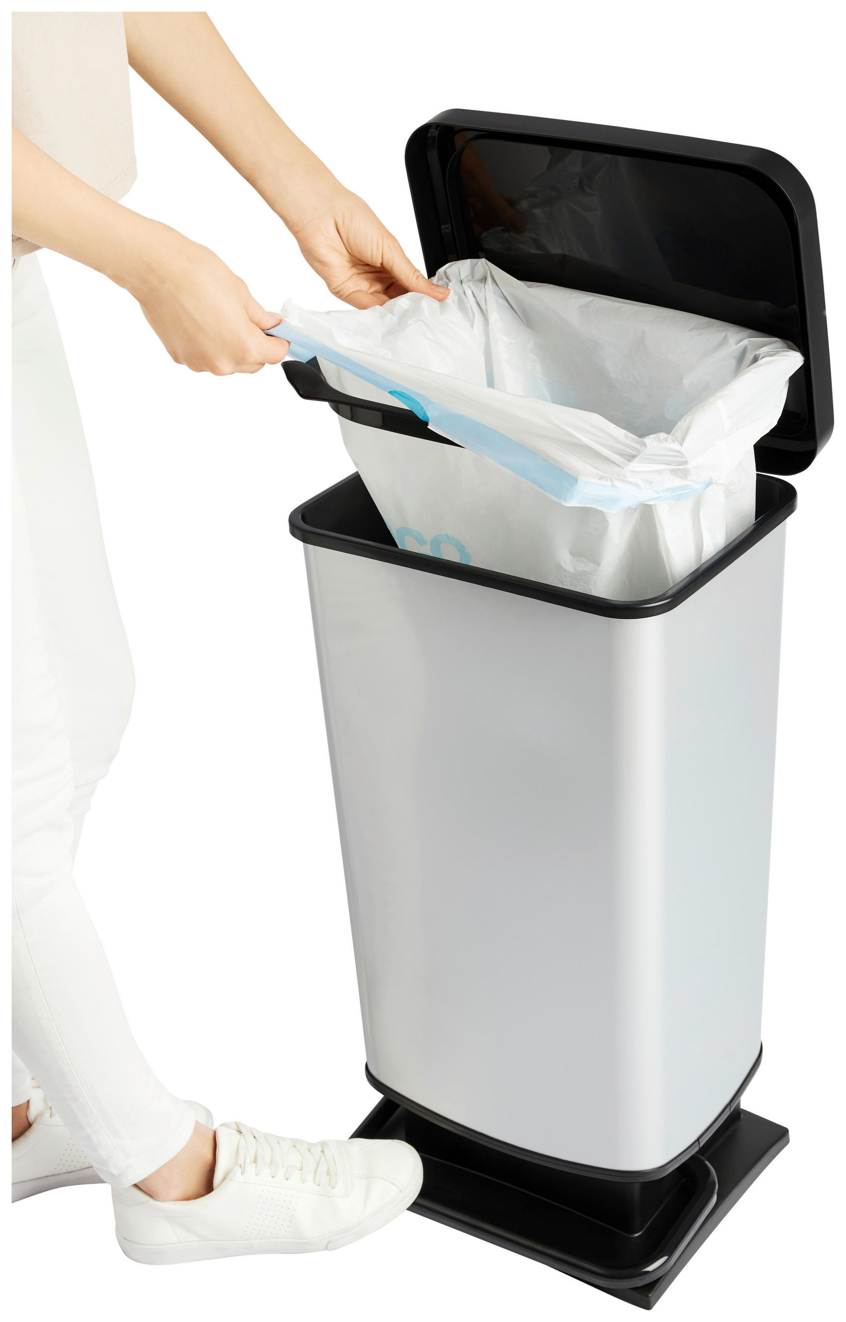 Thumbnail - Rotho Treteimer silber B/H/L: ca. 29,5x67,6x35,3 cm