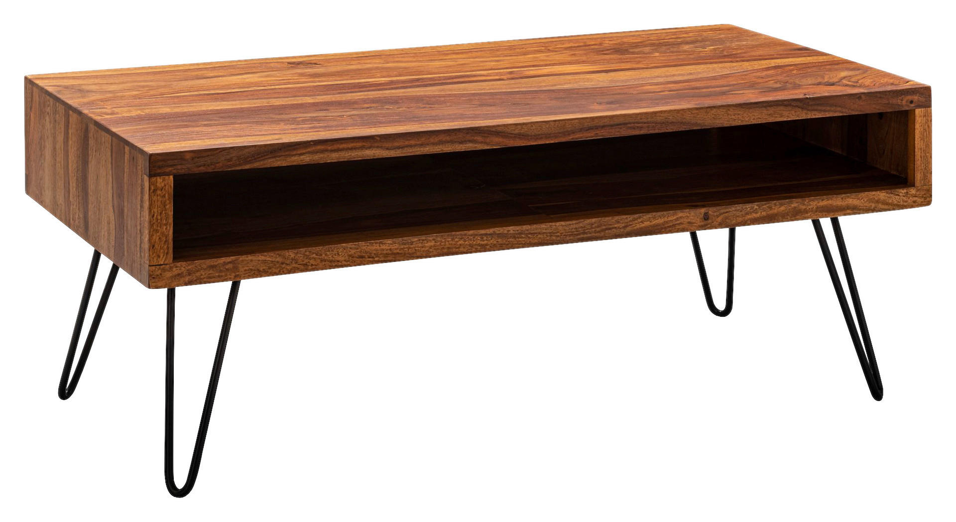 Wohnling Couchtisch natur schwarz Echtholz Edelstahl B/H/T: ca. 100x40x50 cm