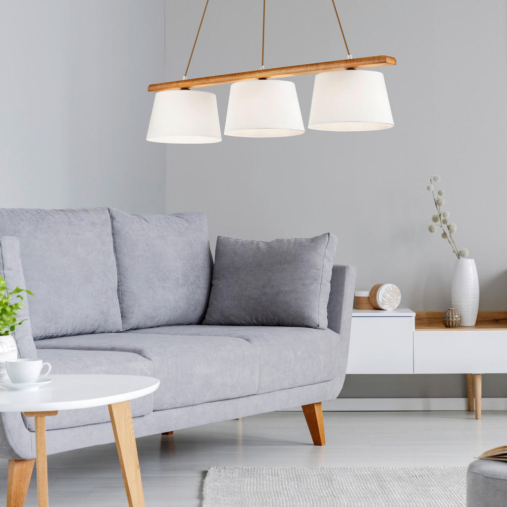 Thumbnail - Lamkur Deckenleuchte Eiche rustikal Stahl Holz B/H/L: ca. 28x28x90 cm 3 Brennstellen