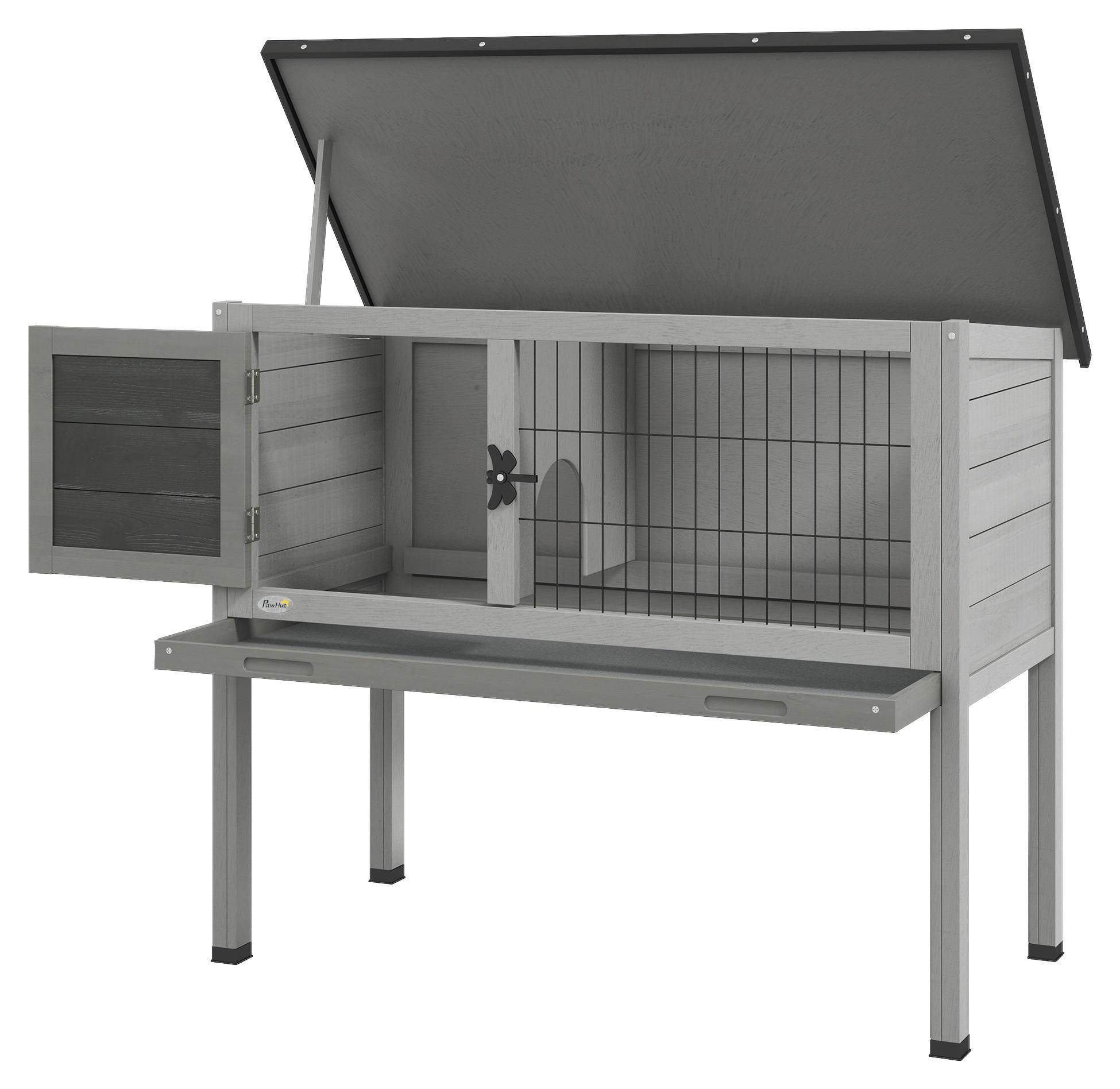 PawHut Kaninchenstall schwarz Holz B/H/L: ca. 43x70x84 cm