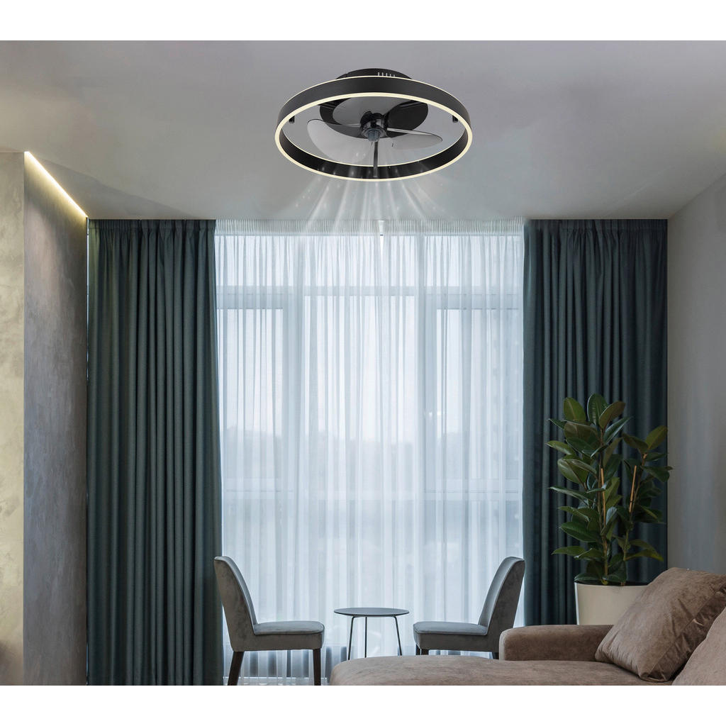 Thumbnail - GLOBO Deckenventilator schwarz Opal Rauch H/D: ca. 14,5x50 cm max. 40 W