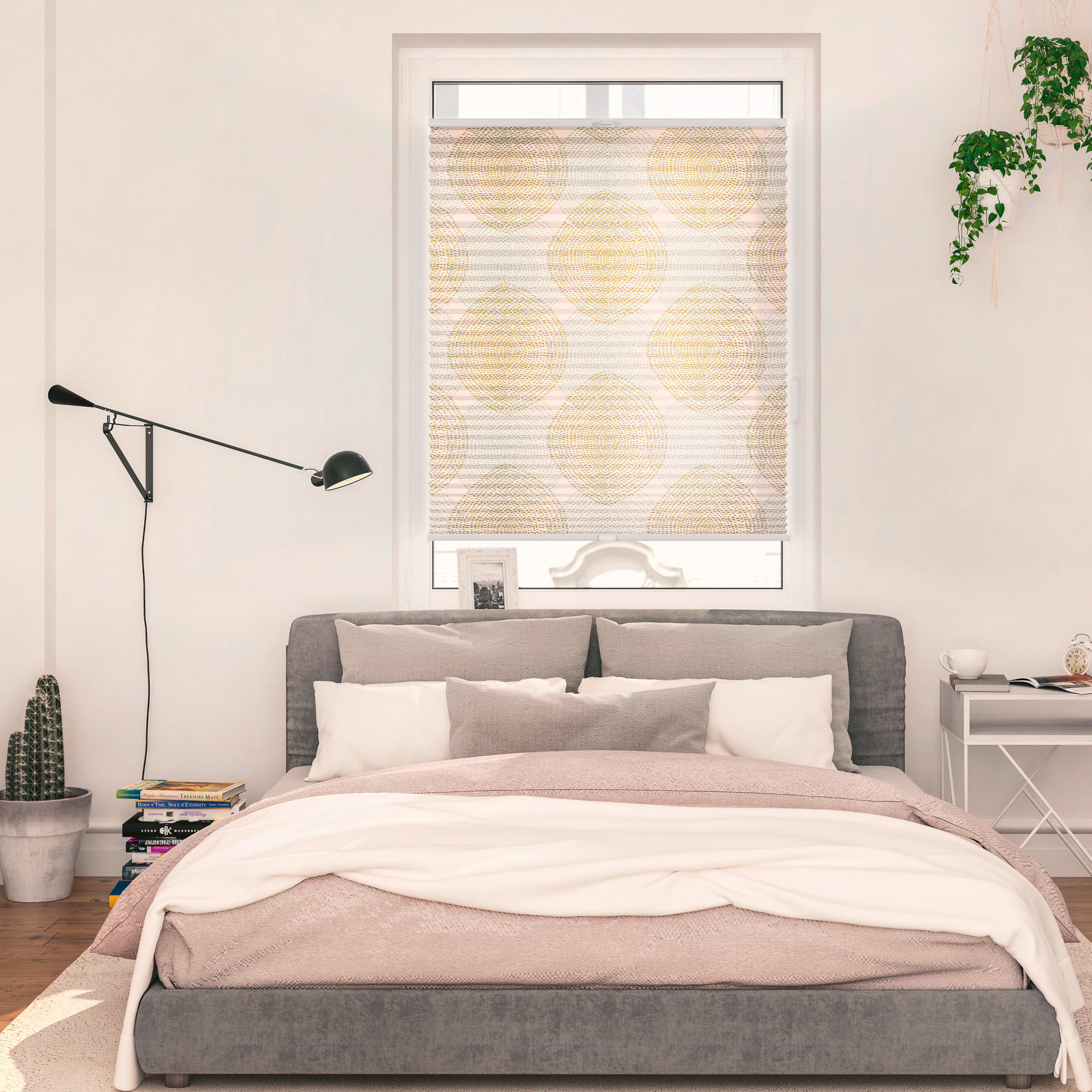 LICHTBLICK Spannplissee Stripy Boho Drop beige B/L: ca. 60x130 cm