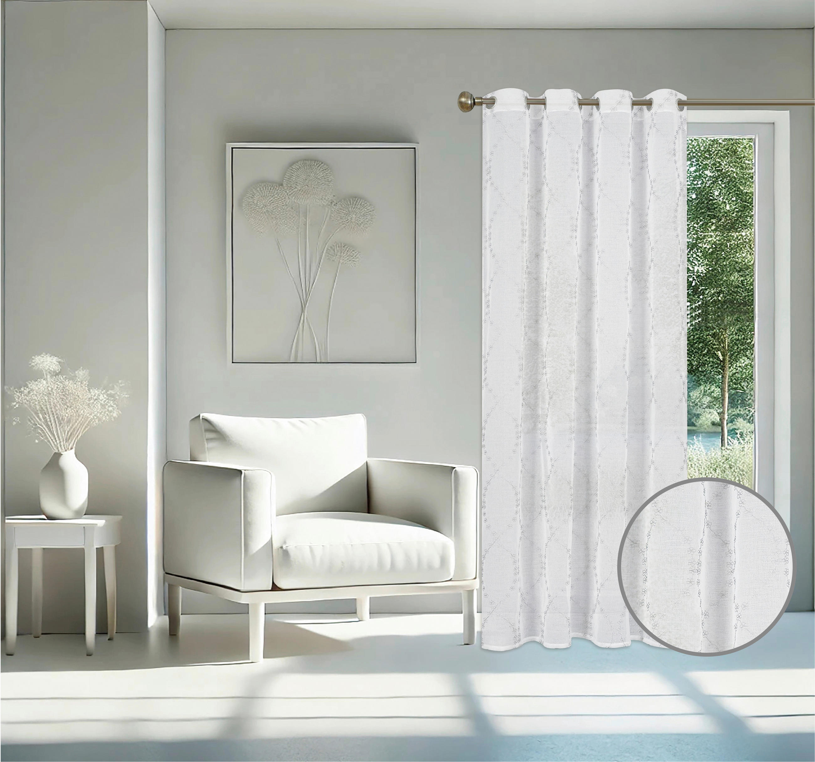 Thumbnail - home Topline Ösenvorhang Nora silber B/L: ca. 135x245 cm