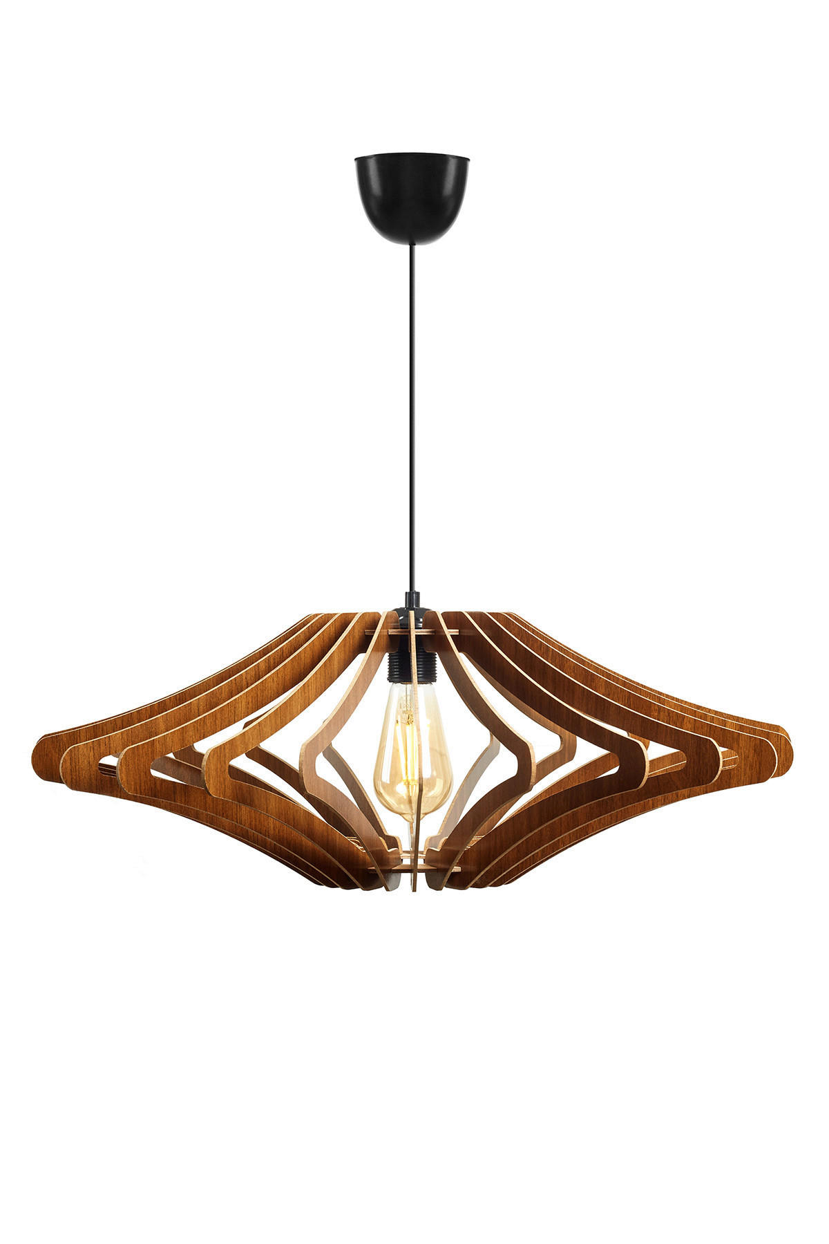 Opviq Pendelleuchte nussbaum MDF B/H/T/L/D: ca. 59x55x59x59x59 cm E27 1 Brennstellen