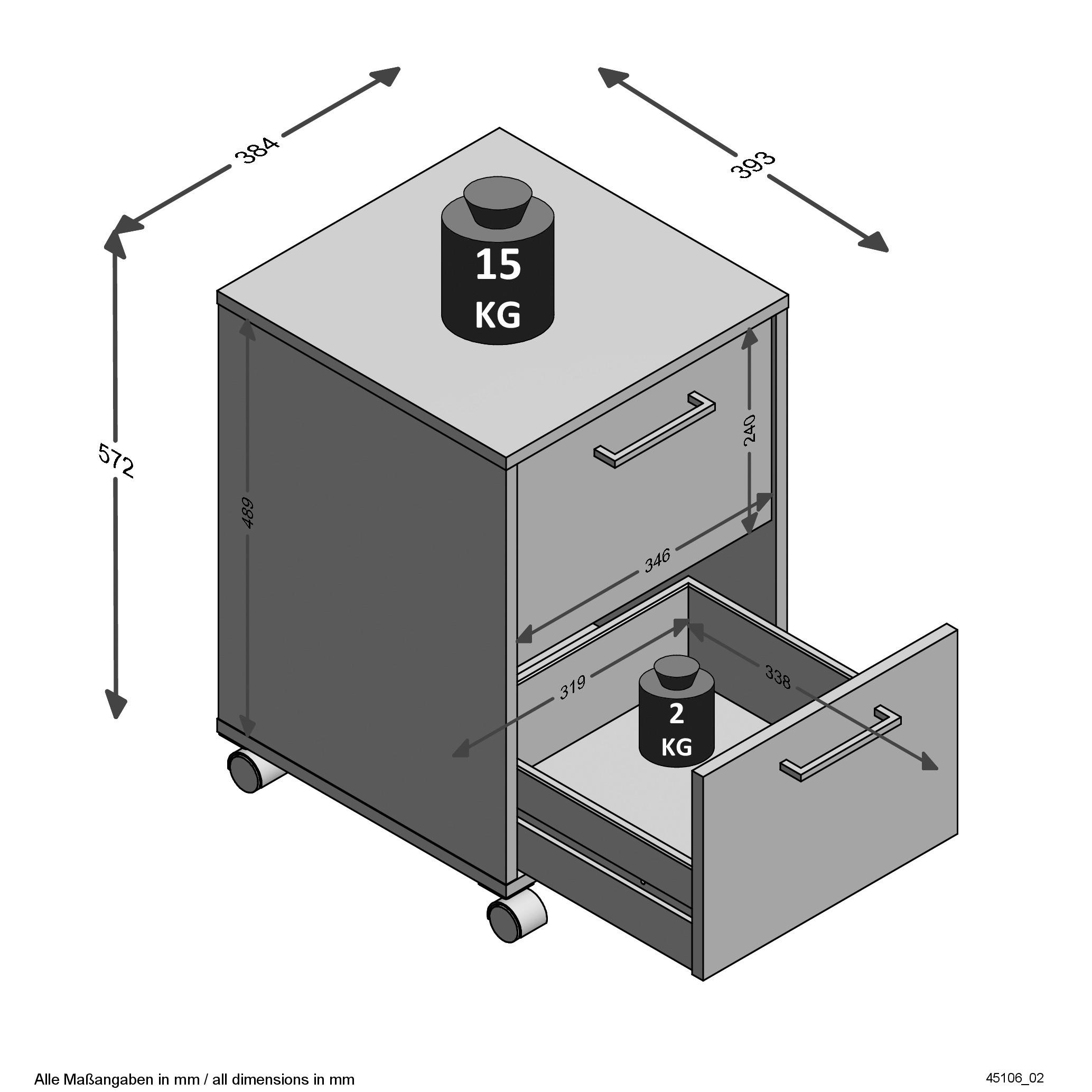 Thumbnail - Rollcontainer  Eiche Artisan Nachbildung B/H/T: ca. 38x57x39 cm