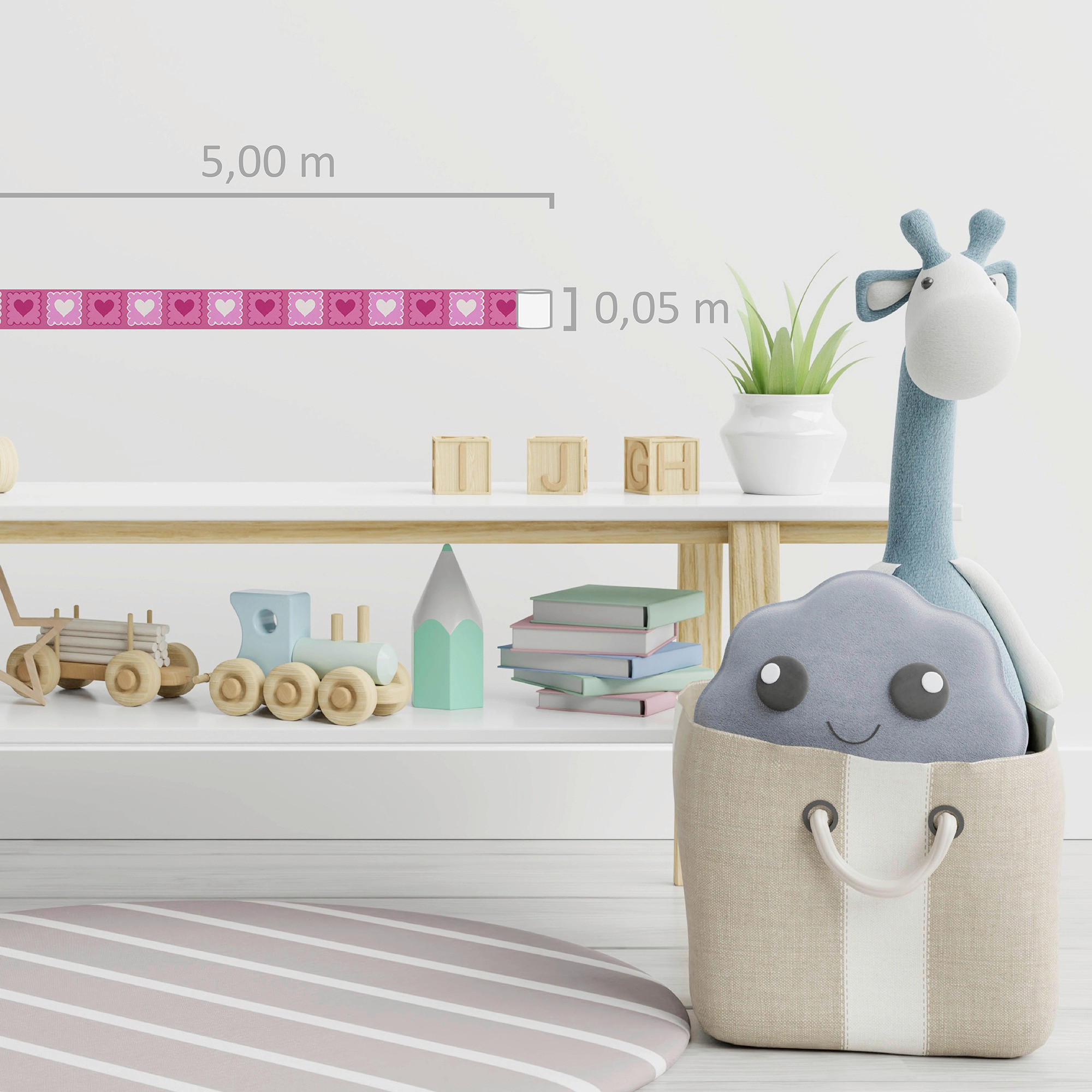 Thumbnail - A.S.Creation Bordüre bunt rosa weiß B/H/D: ca. 5x500x7,9 cm