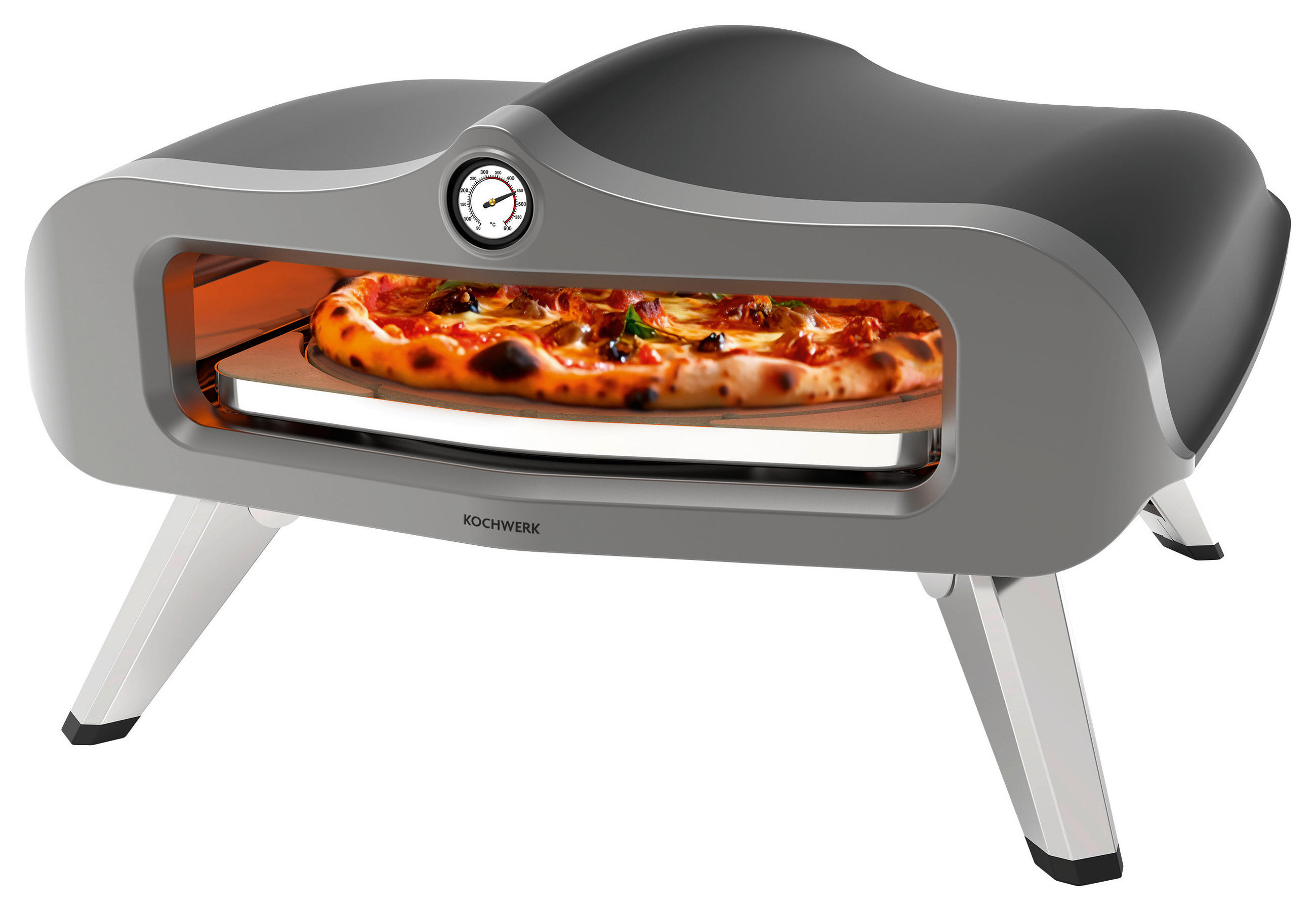Rachs KOCHWERK Gas-Pizzaofen silber Edelstahl B/H/L/D: ca. 61,5x32x70,5x55 cm