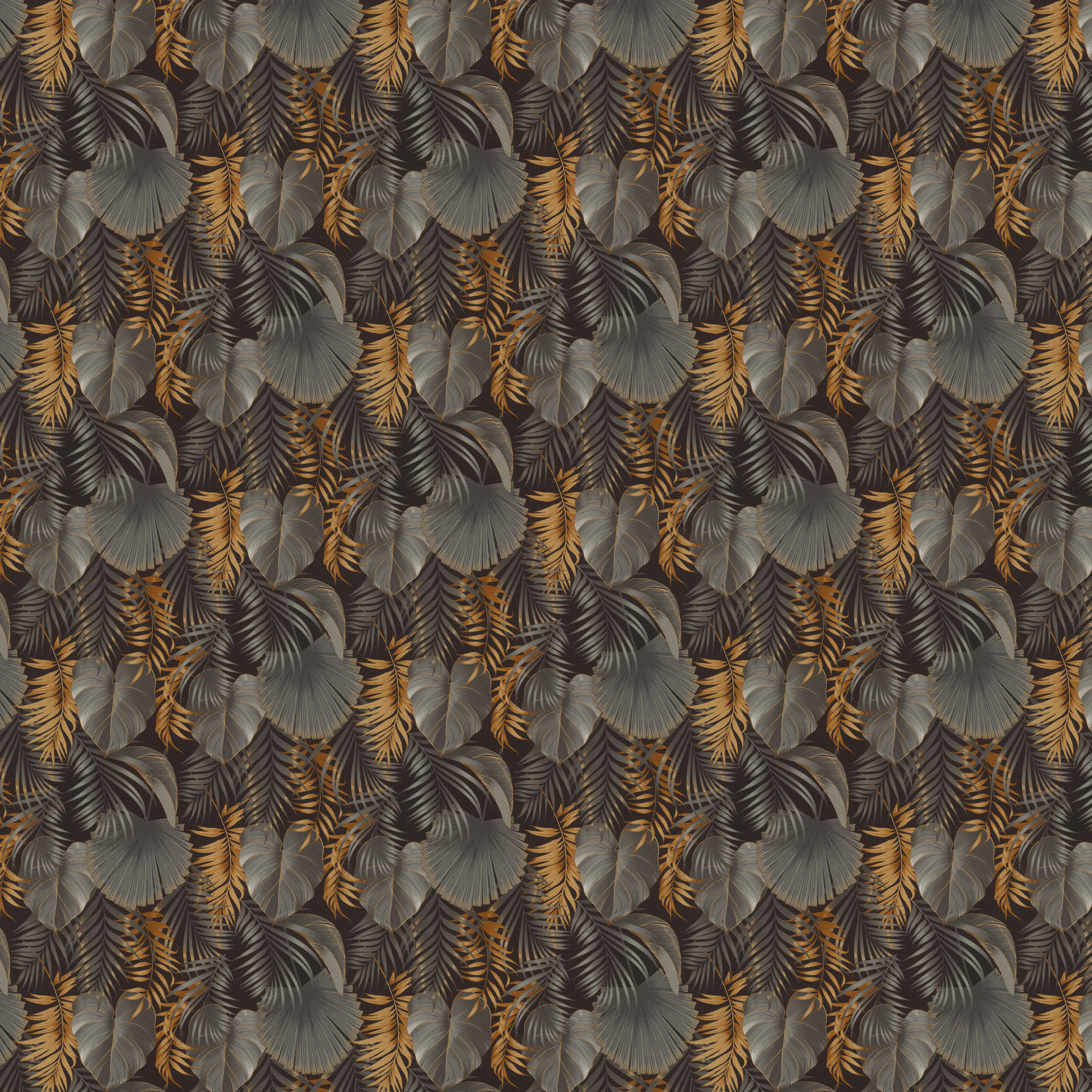 Thumbnail - Vliestapete Dschungel schwarz gold B/L: ca. 53x1005 cm