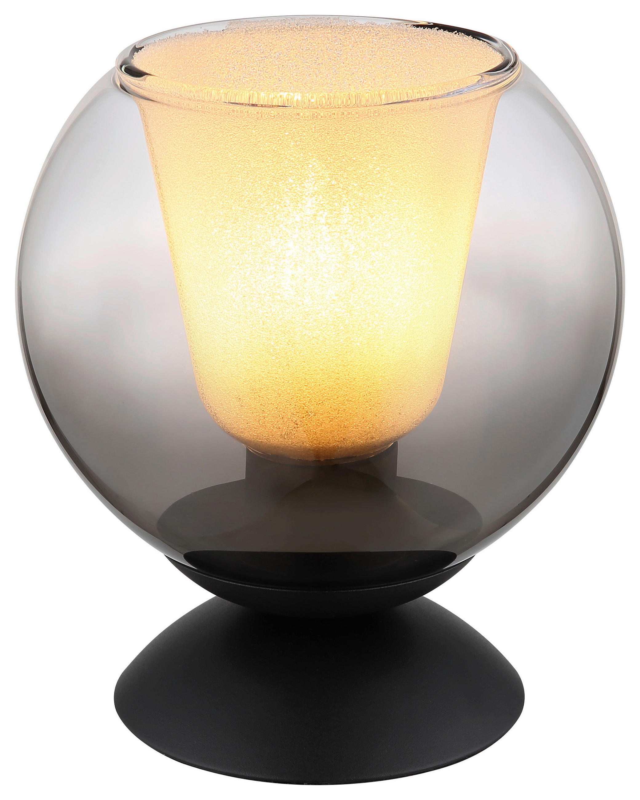 GLOBO Tischleuchte BARRY 15749T schwarz Rauch Metall H/D: ca. 19x18 cm E27 1 Brennstellen