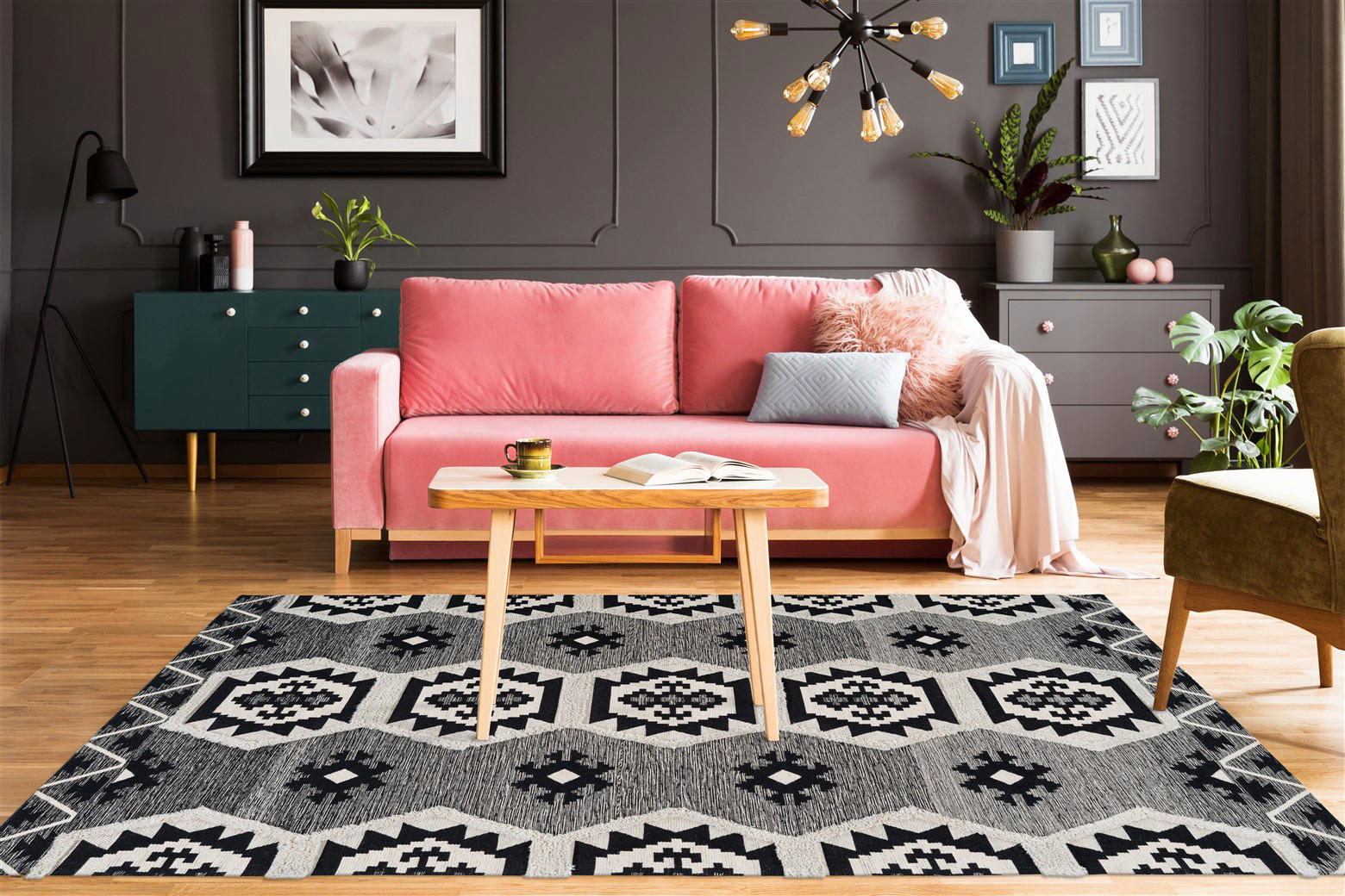 Thumbnail - Arte Espina Kurzflorteppich Ethnie 325 grau B/H/L: ca. 160x1x230 cm