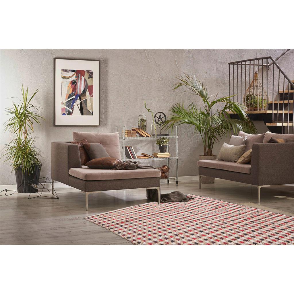 Thumbnail - Kayoom Kurzflorteppich Chess 110 natur B/L: ca. 80x150 cm