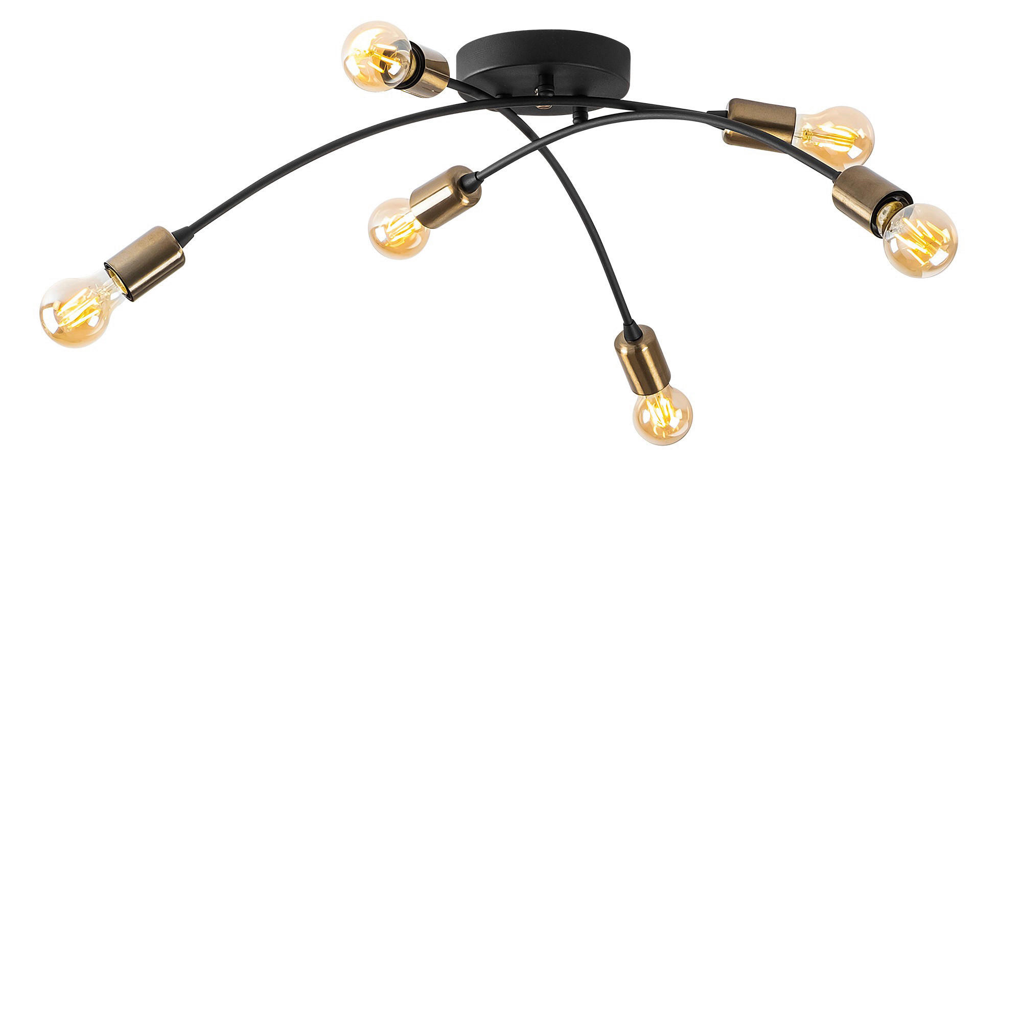 Opviq Deckenleuchte Banana bronze schwarz Metall B/H/T/L/D: ca. 67x25x67x67x67 cm E27 6 Brennstellen