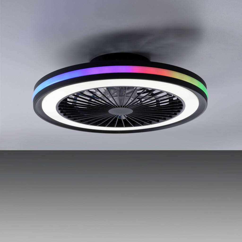 Thumbnail - Just Light LED-Deckenventilator Brandon schwarz B/H/L: ca. 45,5x14x45,5 cm max. 36 W