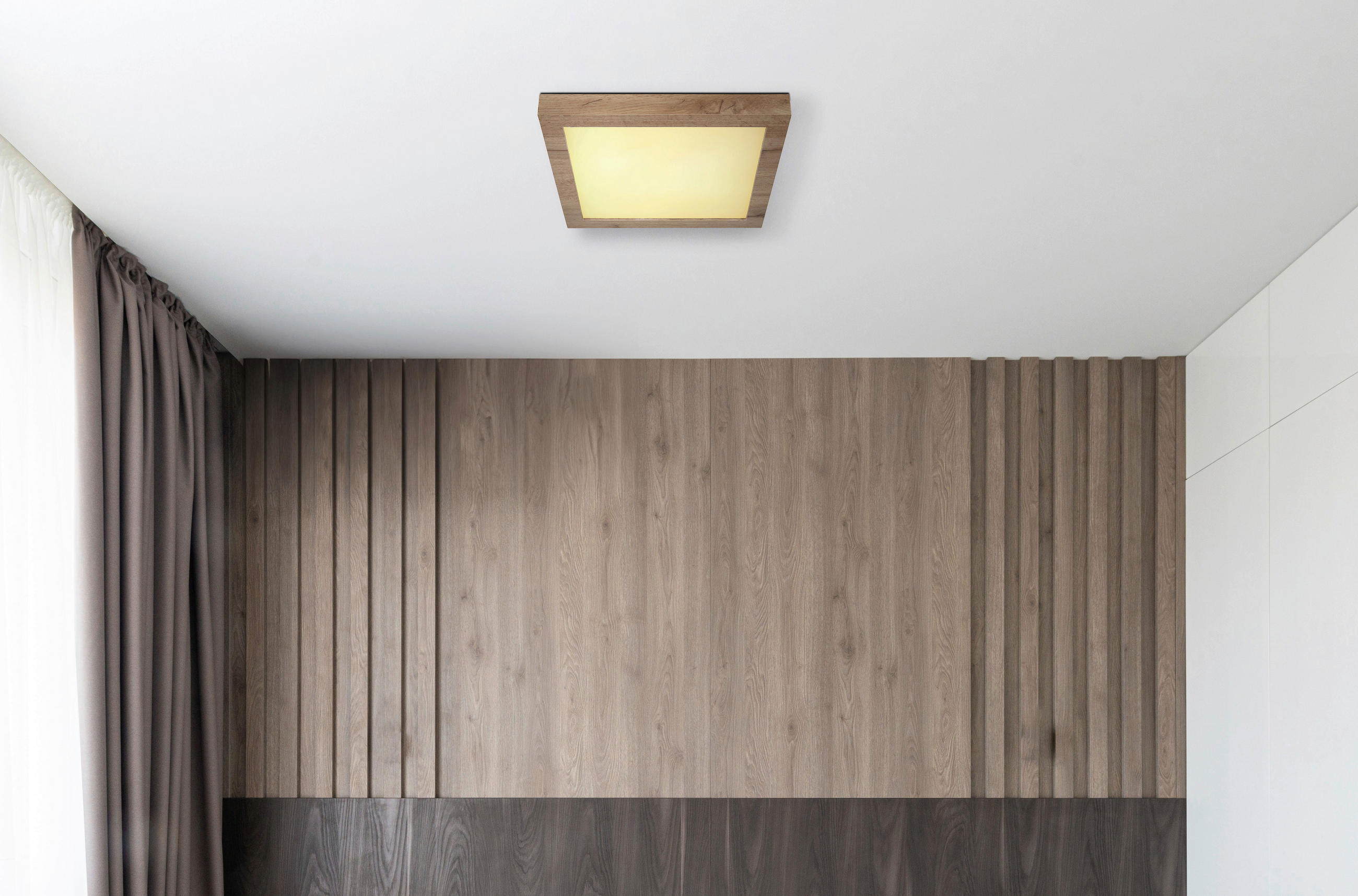 Thumbnail - GLOBO LED-Deckenleuchte dunkelbraun weiß Metall Kunststoff MDF B/H/T: ca. 35x6x35 cm