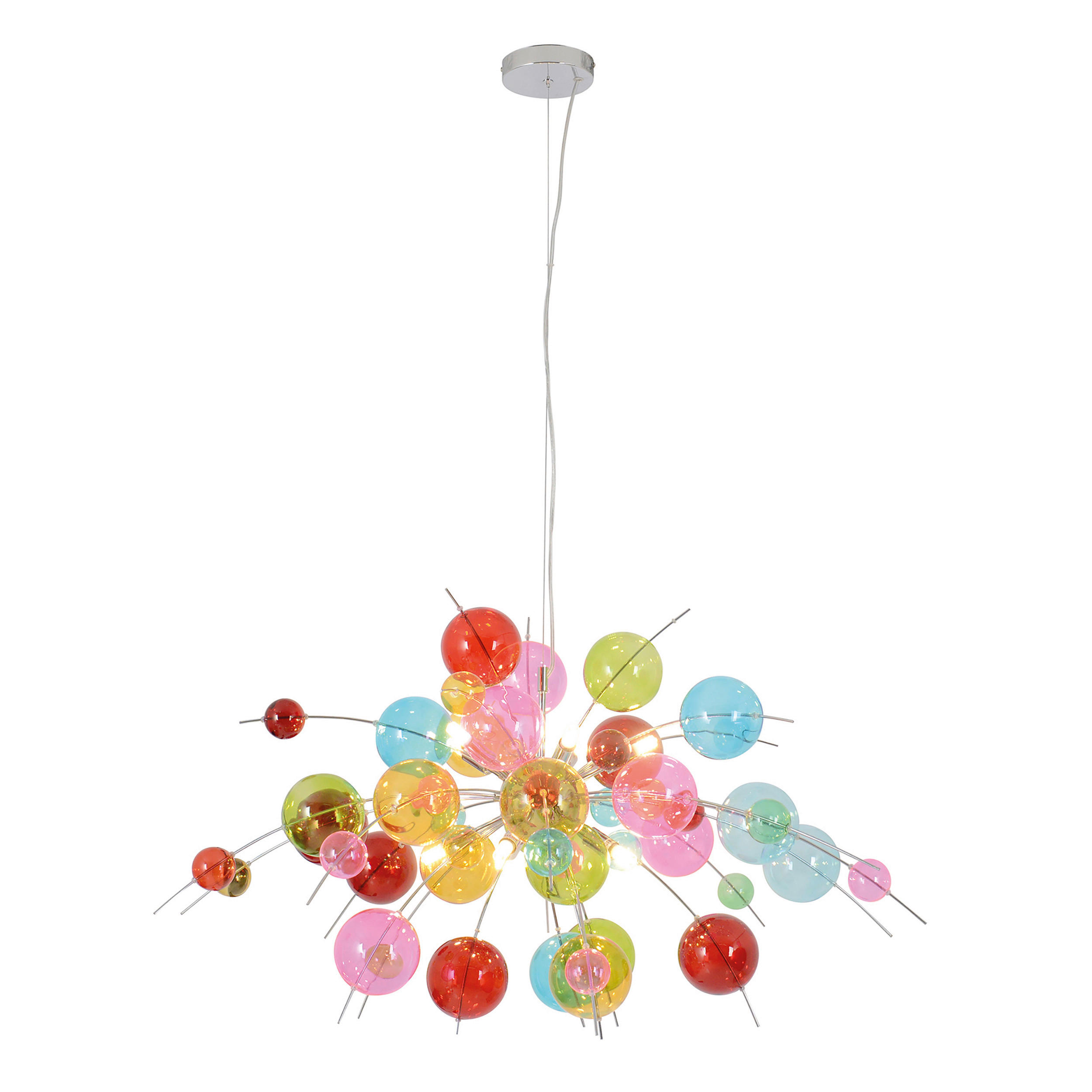 Näve Leuchten Pendelleuchte bunt Metall Glas B/H/T/D: ca. 98x187x98x98 cm G9 10 Brennstellen