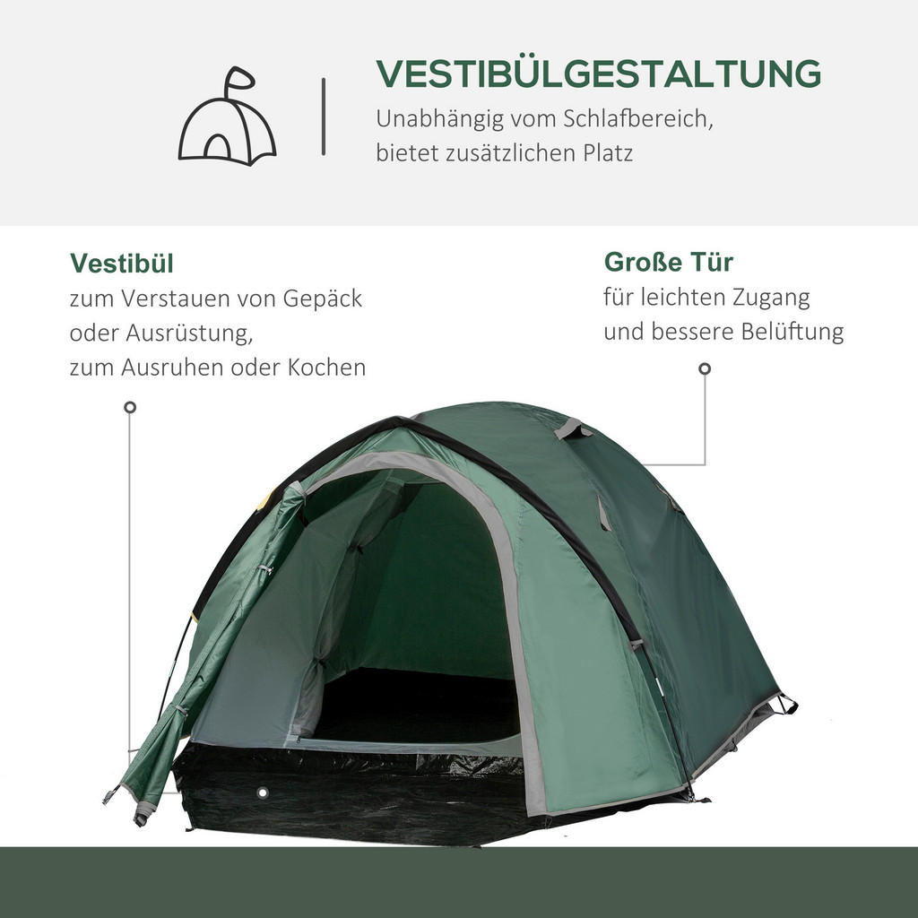 Thumbnail - Outsunny Campingzelt grau Polyester B/H/L: ca. 183x130x325 cm