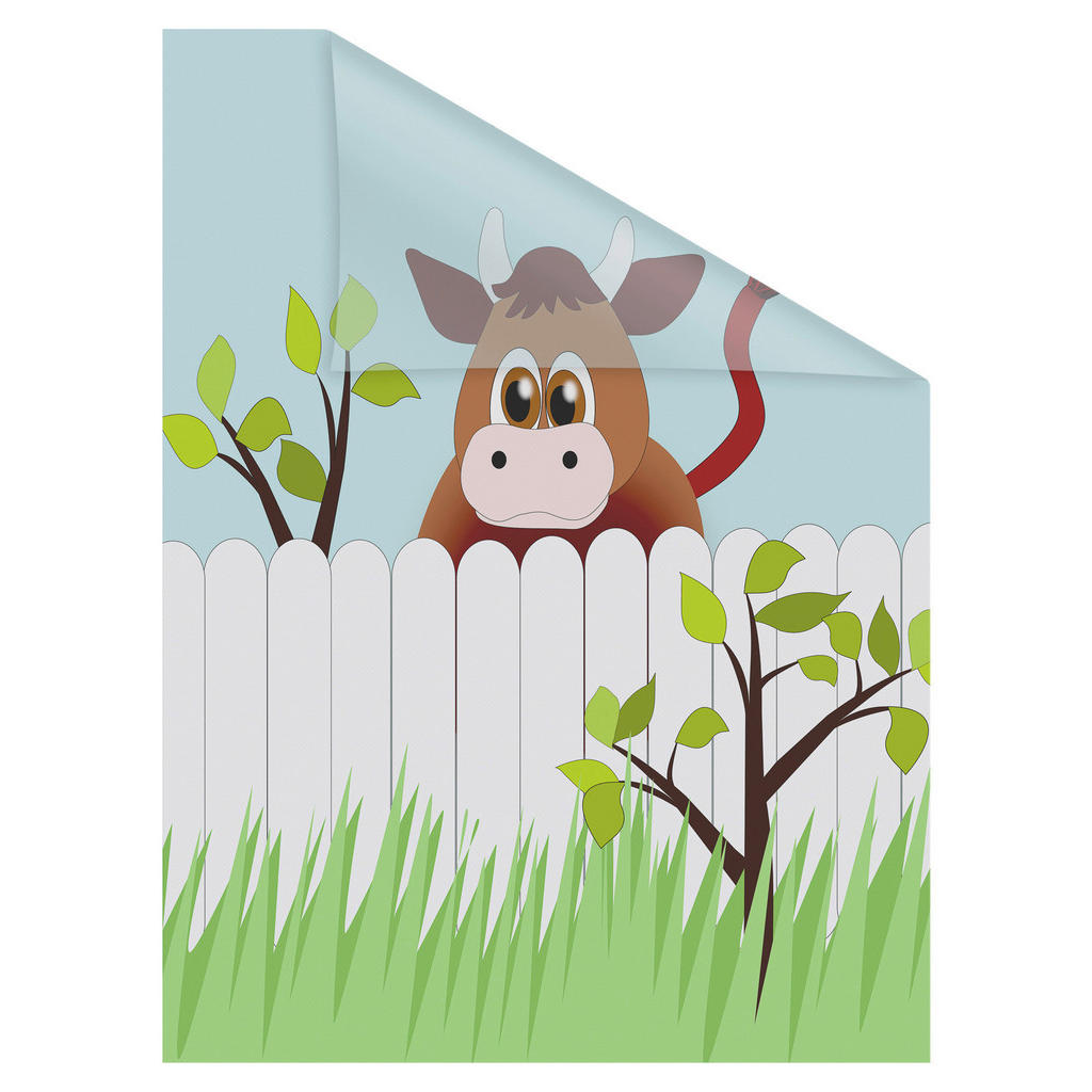 Thumbnail - LICHTBLICK Fensterfolie Ochse Otto Tiere Ochse Otto grün weiß B/L: ca. 100x180 cm