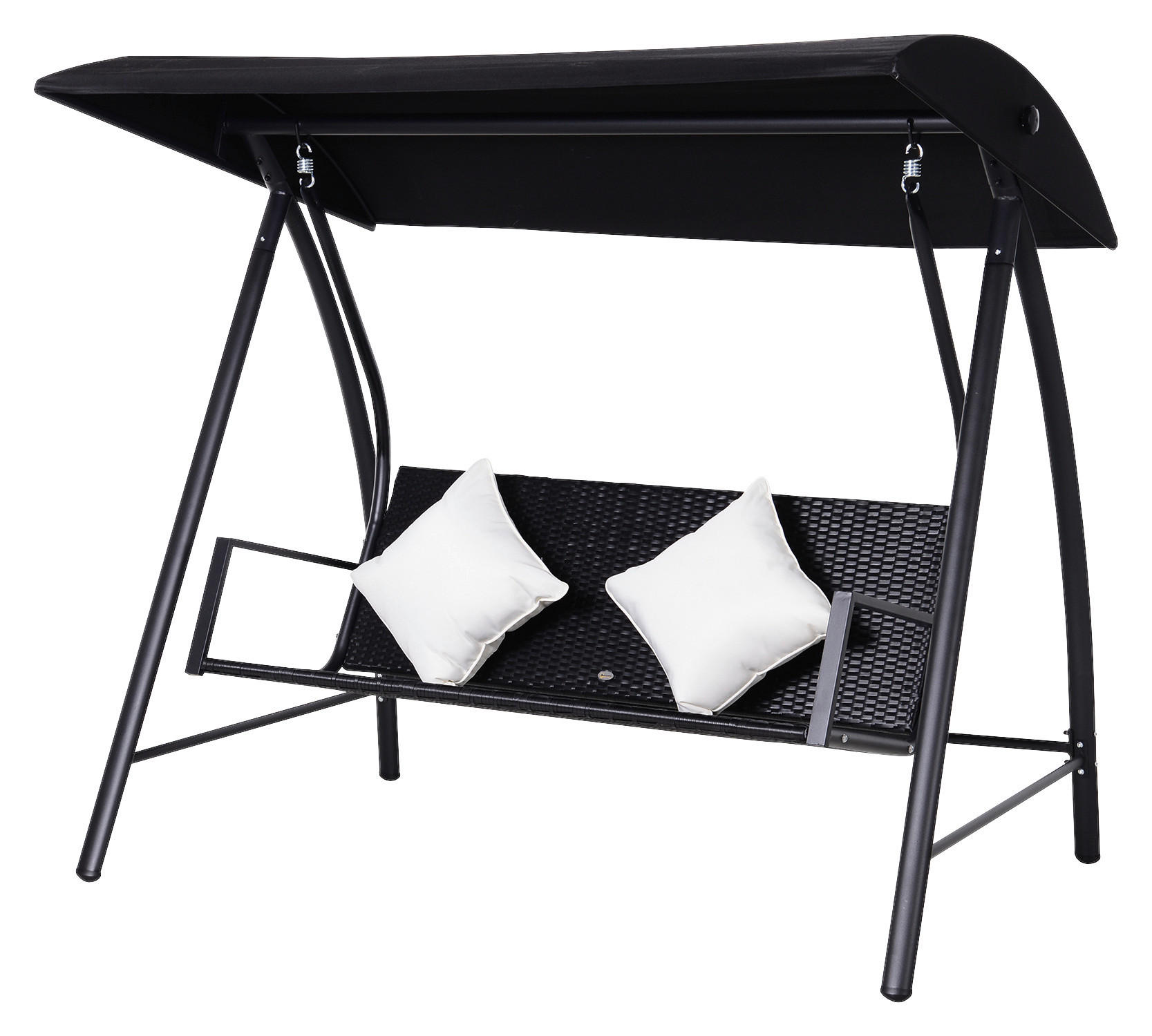Outsunny Hollywoodschaukel schwarz Polyrattan B/H/L: ca. 124x179x198 cm