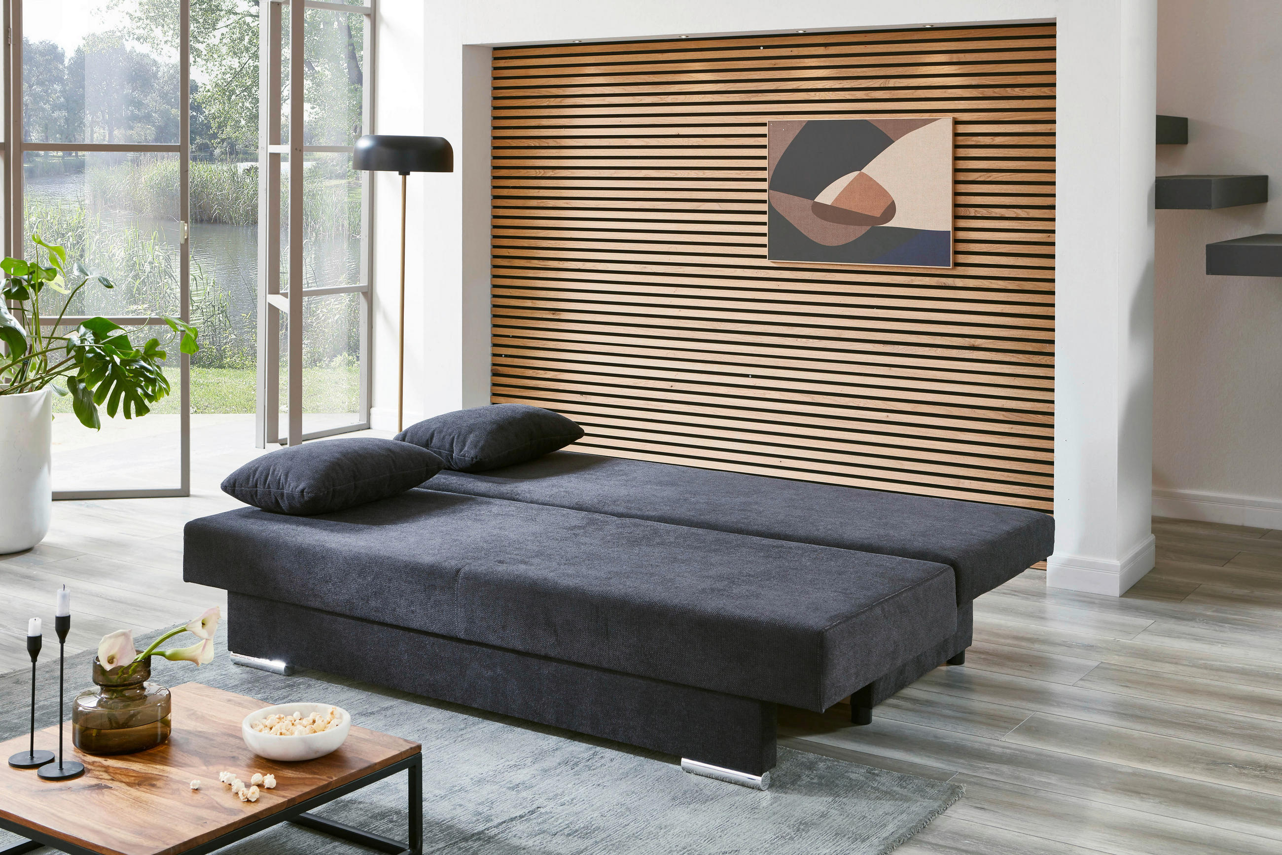 Thumbnail - Schlafsofa Grenoble anthrazit Microfaser B/H/T: ca. 190x38x70 cm