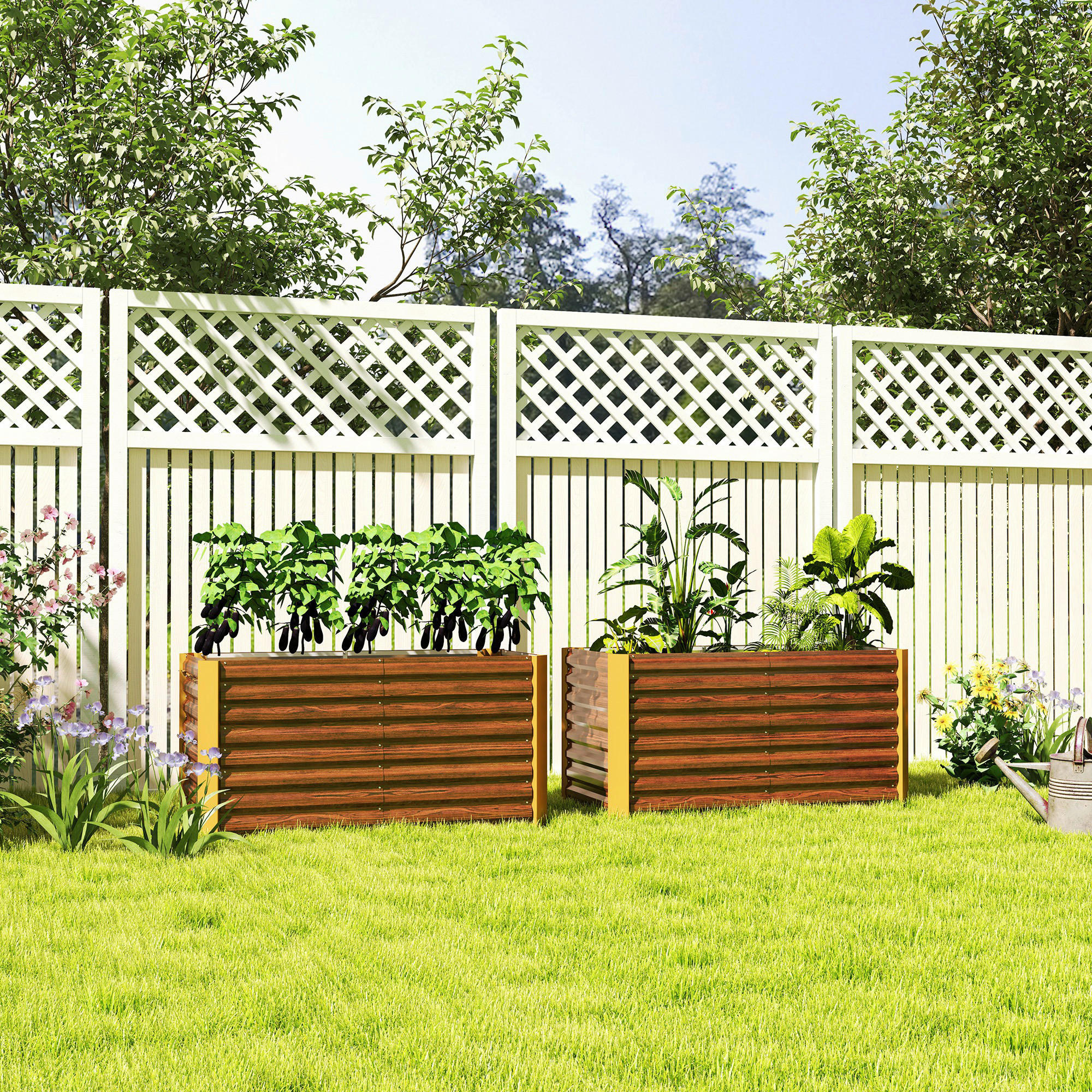 Thumbnail - Outsunny Hochbeet 2er Set braun Stahl B/H/L: ca. 60x60x120 cm